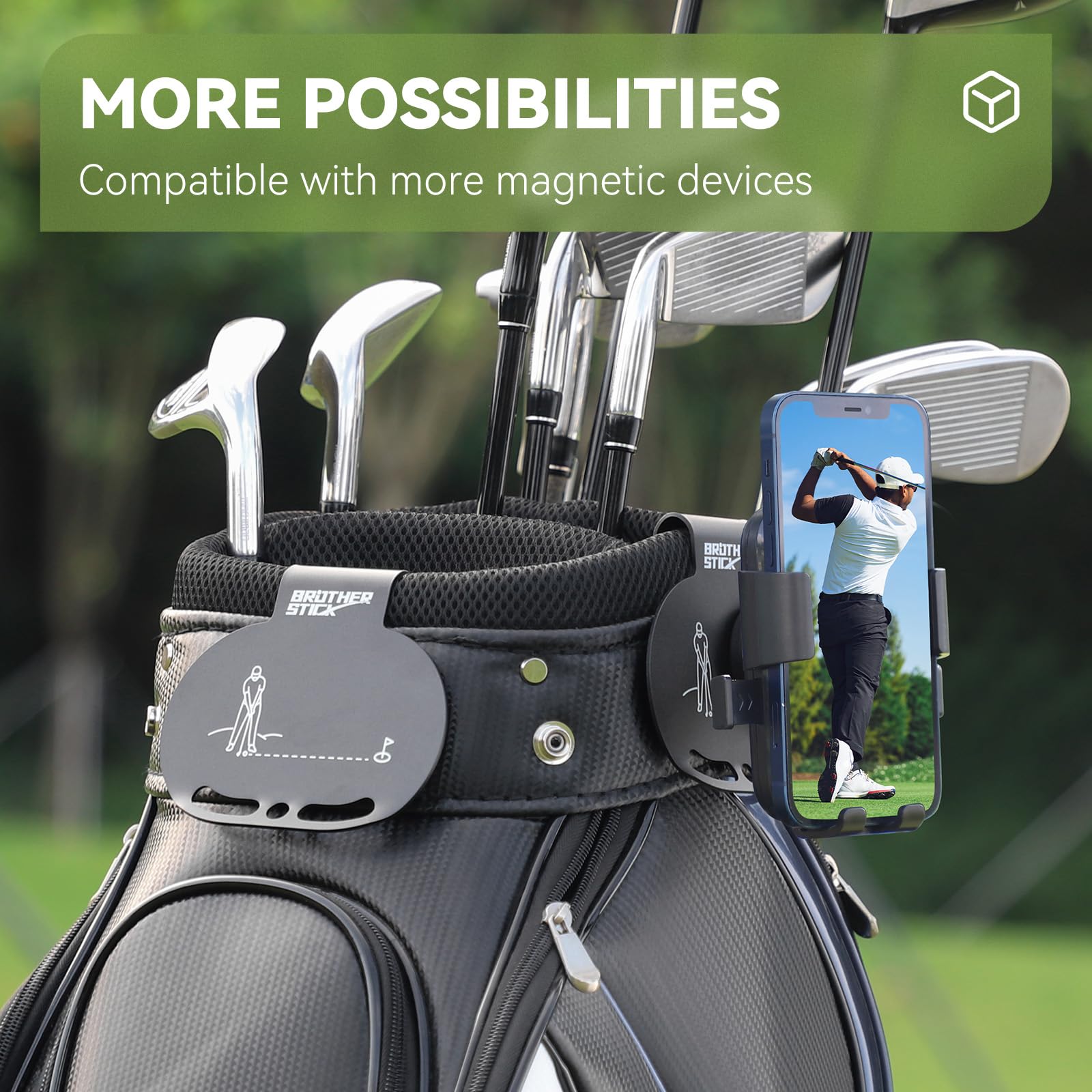 Metal Golf Bag Landing Pads & Accessories - Quick-Release Clips, Magnetic Towel & Rangefinder Straps for Men | Perfect Golf Gifts & Tournament Essentials