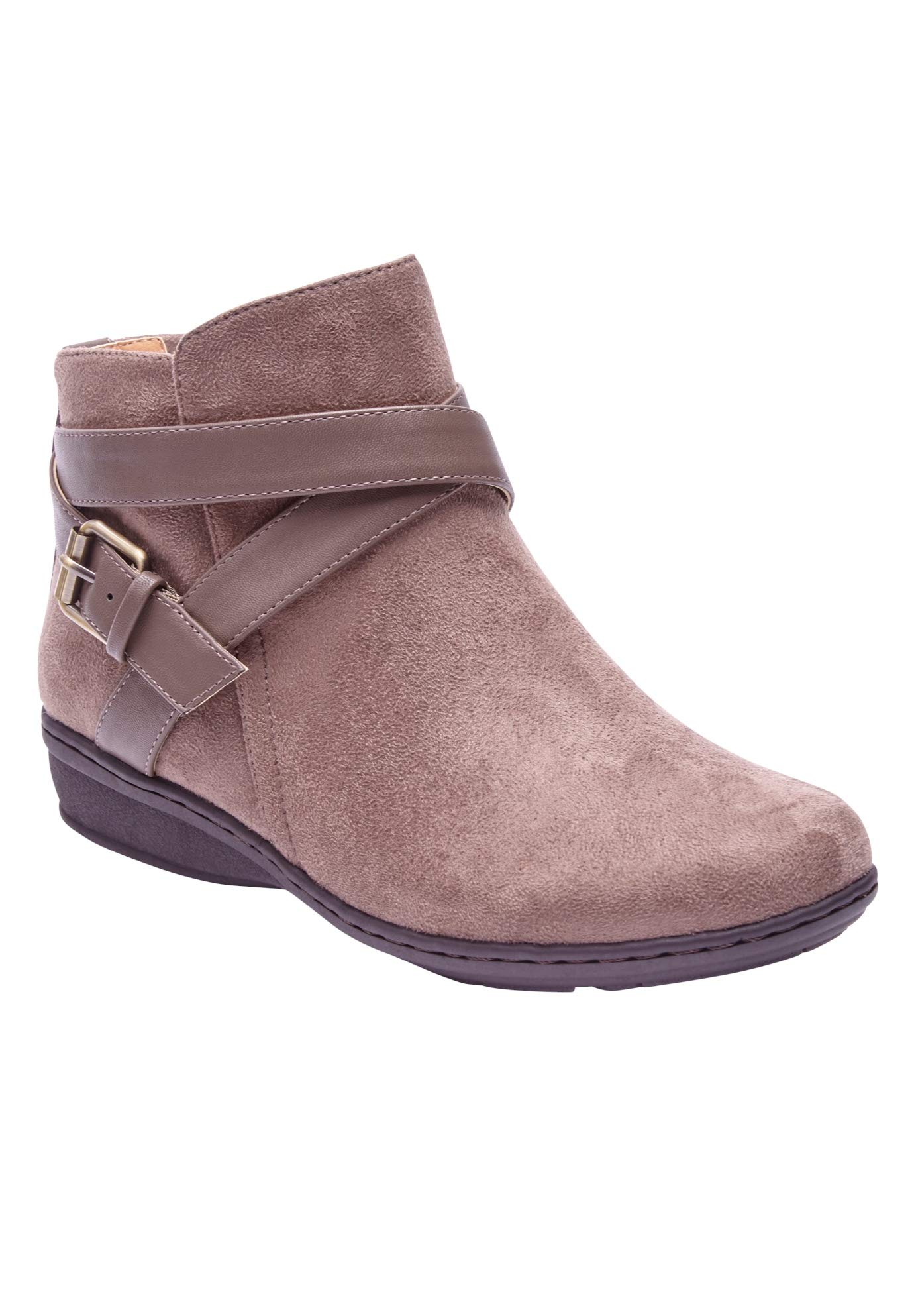 Comfortview Women's Wide Width The Bronte Bootie - Comfortable Ankle Boots for Wide Feet | Perfect for Work, Casual Outfits & Fall Fashion