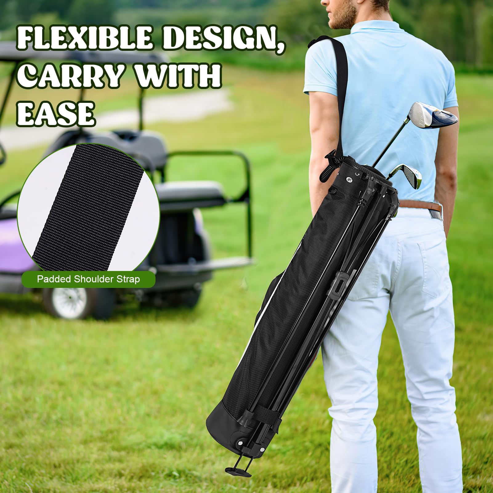 Lightweight Golf Stand Bag with Adjustable Strap - Durable & Easy to Carry for Driving Range, Par 3 & Executive Courses | Perfect for Pitch & Putt | 31.5