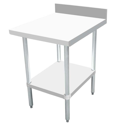 Nella 24 x 30 Filler Table with 4 Backsplash & Galvanized Undershelf - Kitchen Island Extension, Buffet Server, or Dining Room Storage Solution