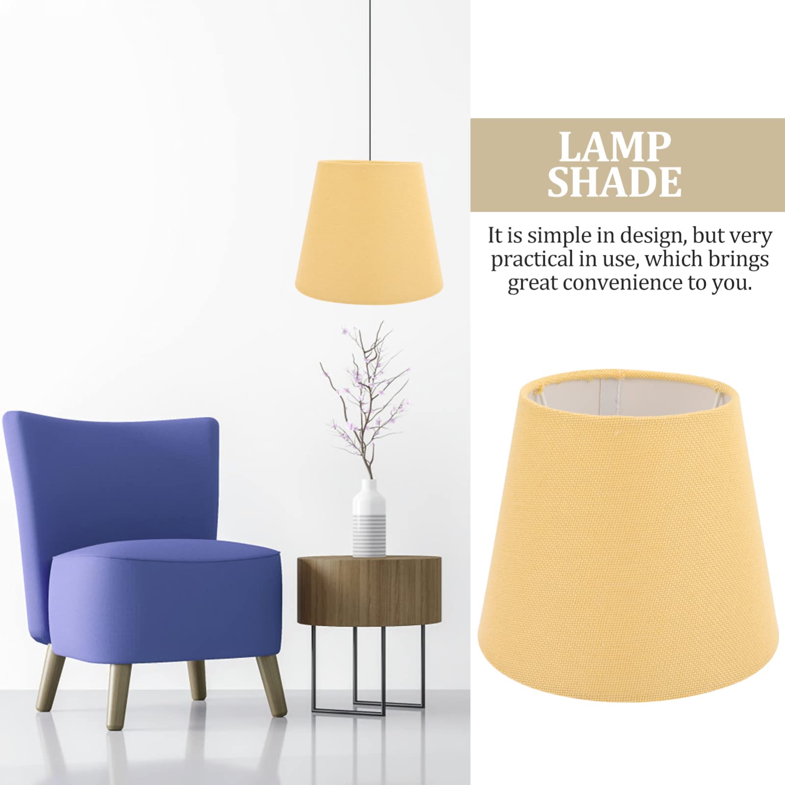 Modern Drum Lamp Shade - Yellow E14 Fitting for Table, Bedside & Floor Lamps - Perfect for Living Room, Bedroom & Office Lighting Decor