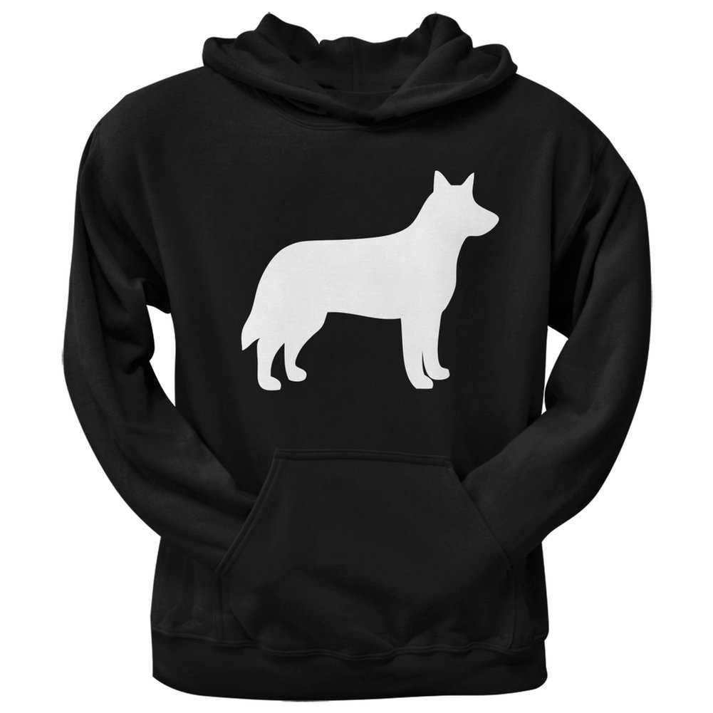 Red Heeler Silhouette Black Adult Hoodie - Comfortable Pullover Sweatshirt for Men & Women | Perfect for Casual Wear, Outdoor Activities, and Dog Lovers
