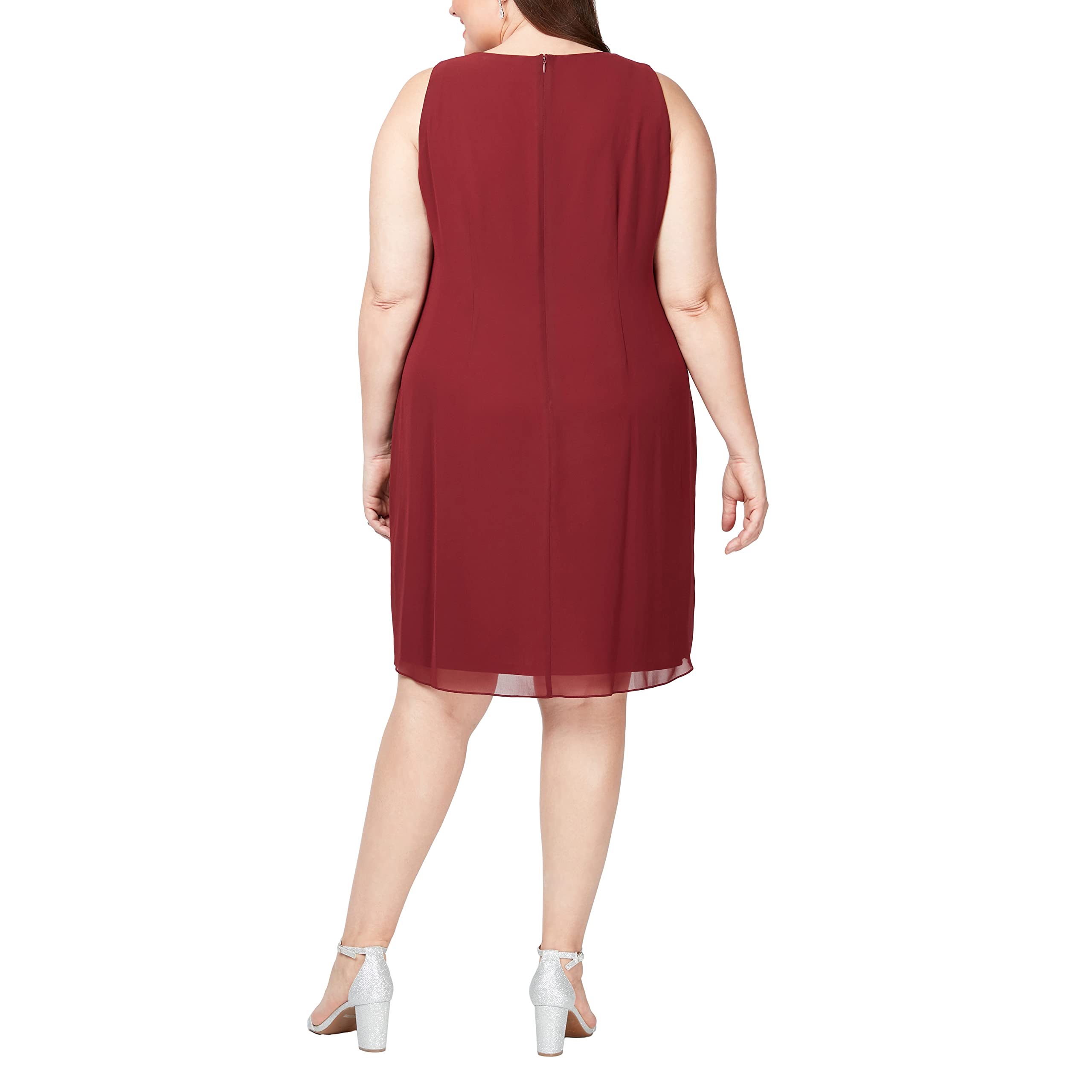 Women's Plus Size Chiffon Tiered Jacket Dress with Beading Detail - Elegant Flowy Cover Up for Weddings, Parties & Special Occasions