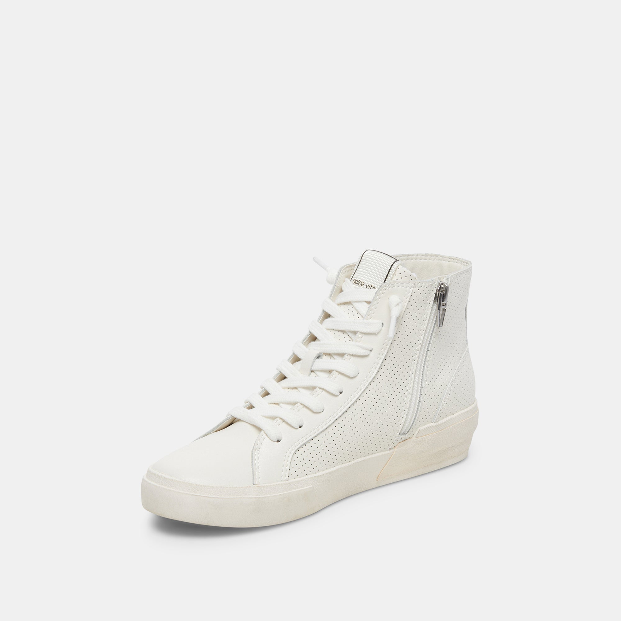 ZOHARA Women's White Perforated Leather Sneakers - Breathable Comfortable Casual Shoes for Walking, Running & Everyday Wear