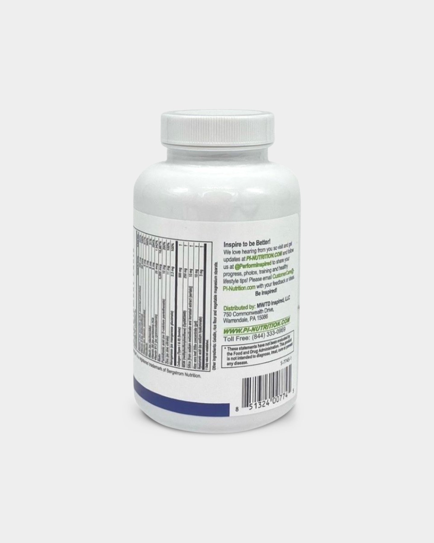 Performance Inspired Nutrition Beauty Support Collagen Capsules - Anti-Aging Skin, Hair & Nails Supplement for Women - Supports Hydration & Elasticity - Perfect for Daily Beauty Routine & Wellness Regimen