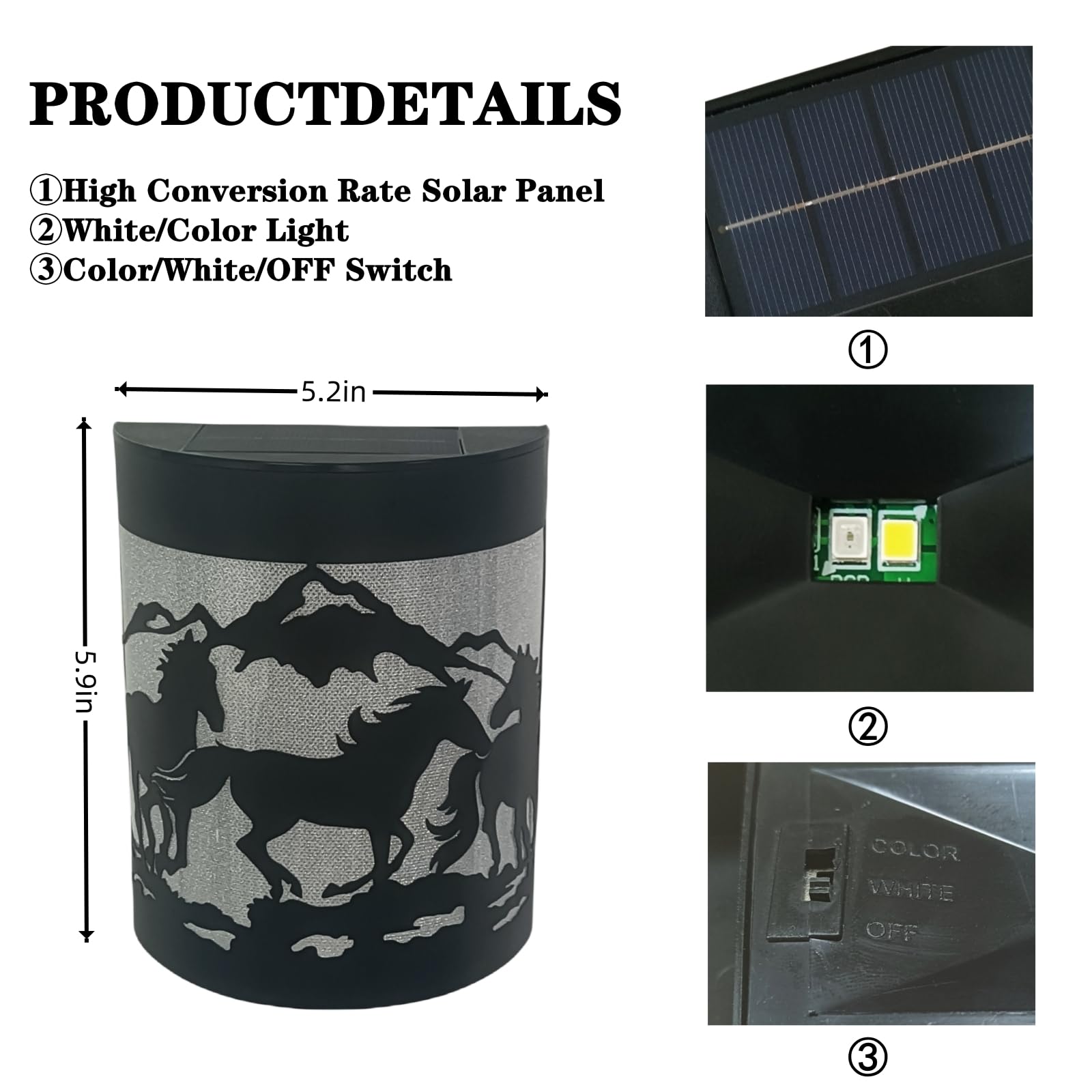 Solar Horse Wall Lights - Waterproof Outdoor Solar Fence Lights for Deck, Steps, Garage, Backyard & Porch (4-Pack) | Decorative Landscape Lighting for Gardens, Pathways & Patios