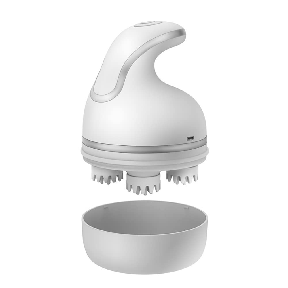 Spotaxe Electric Scalp Massager - Portable Head Scratcher with 4 Replaceable Massage Heads & Tissue Kneading Nodes - Stress Relief Gift for Men & Women - Perfect for Home, Office & Travel Relaxation