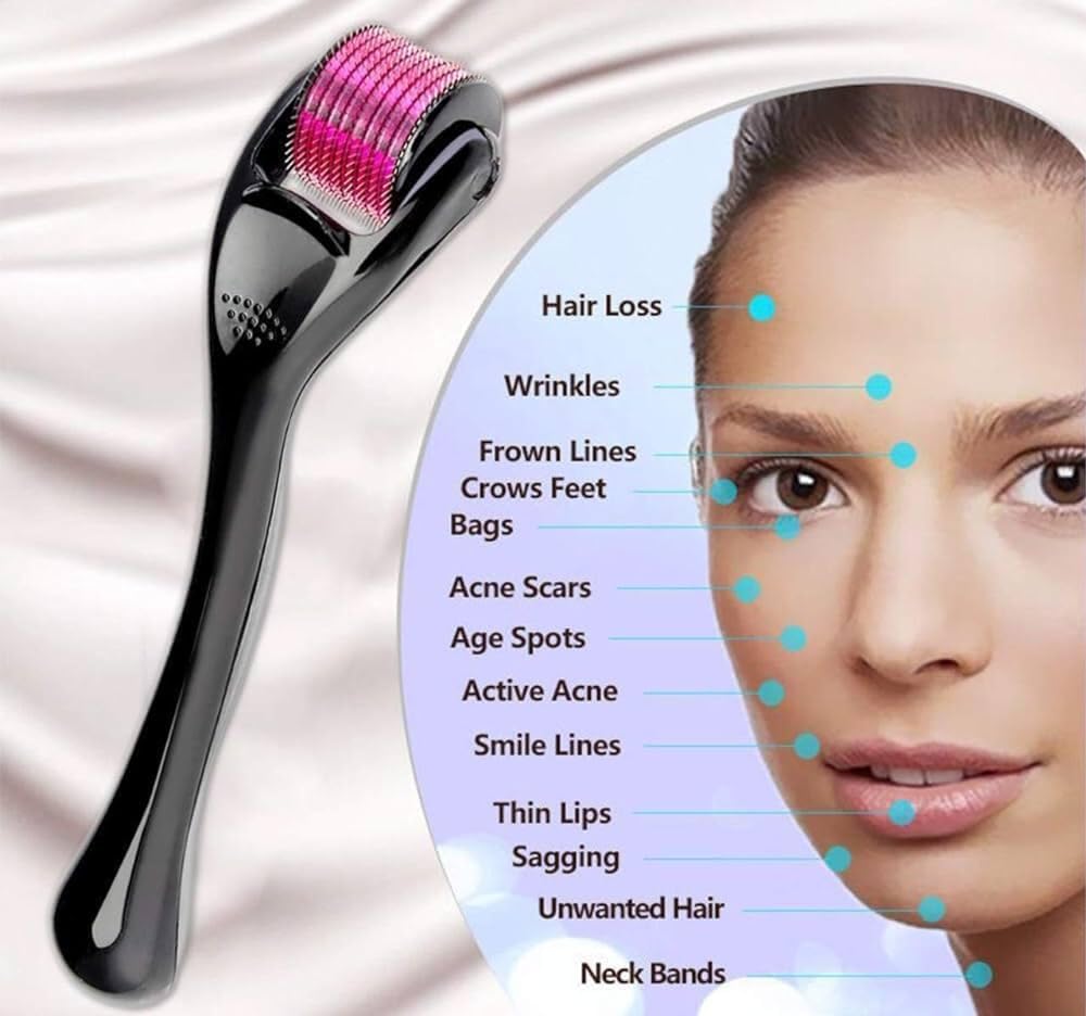 Derma Roller 0.5mm for Hair Growth & Skin Rejuvenation | 540 Stainless Steel Microneedles | Repair Damaged Hair & Activate Follicles | Reduce Hair Fall & Thicken Hair | Improve Skin Texture & Revitalization | Safe & Effective for Home Use | Perfect for Hair Care & Anti-Aging Routine