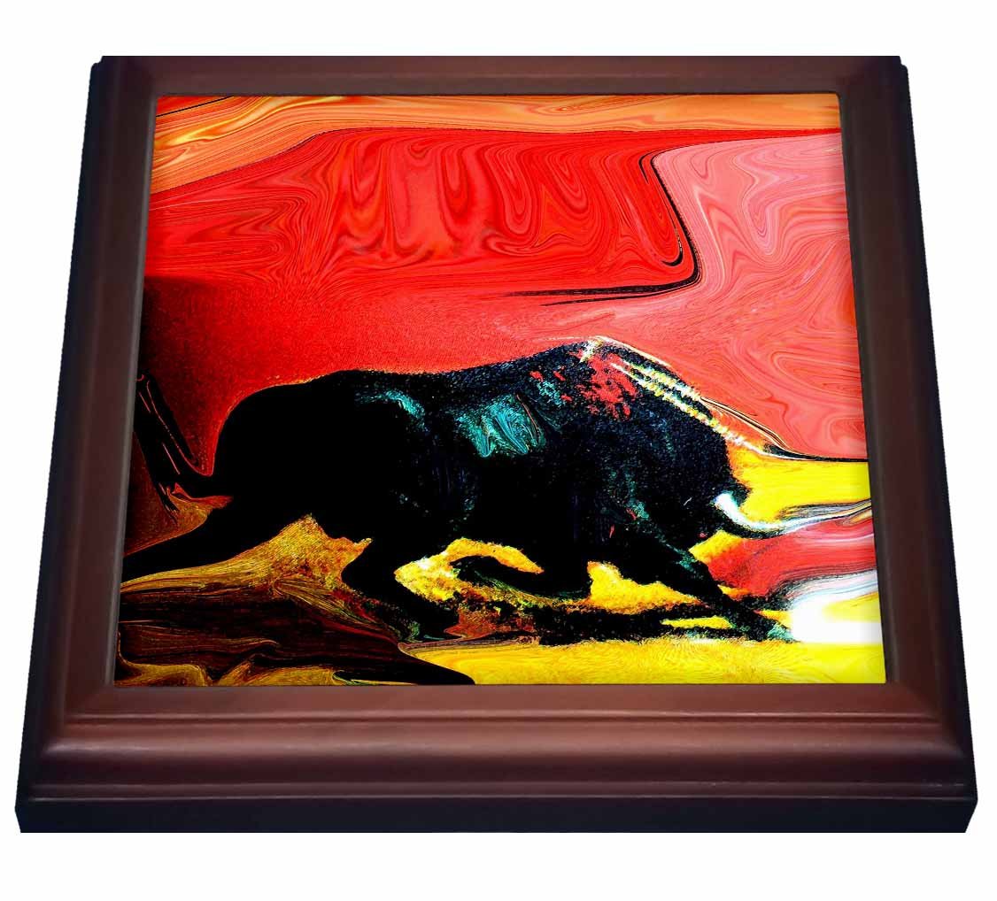 3D Rose The Bull Trivet with Ceramic Tile - 8x8 Inch Brown Heat Resistant Coaster for Hot Pots & Pans - Perfect for Kitchen, Dining Table, and Outdoor BBQ Use