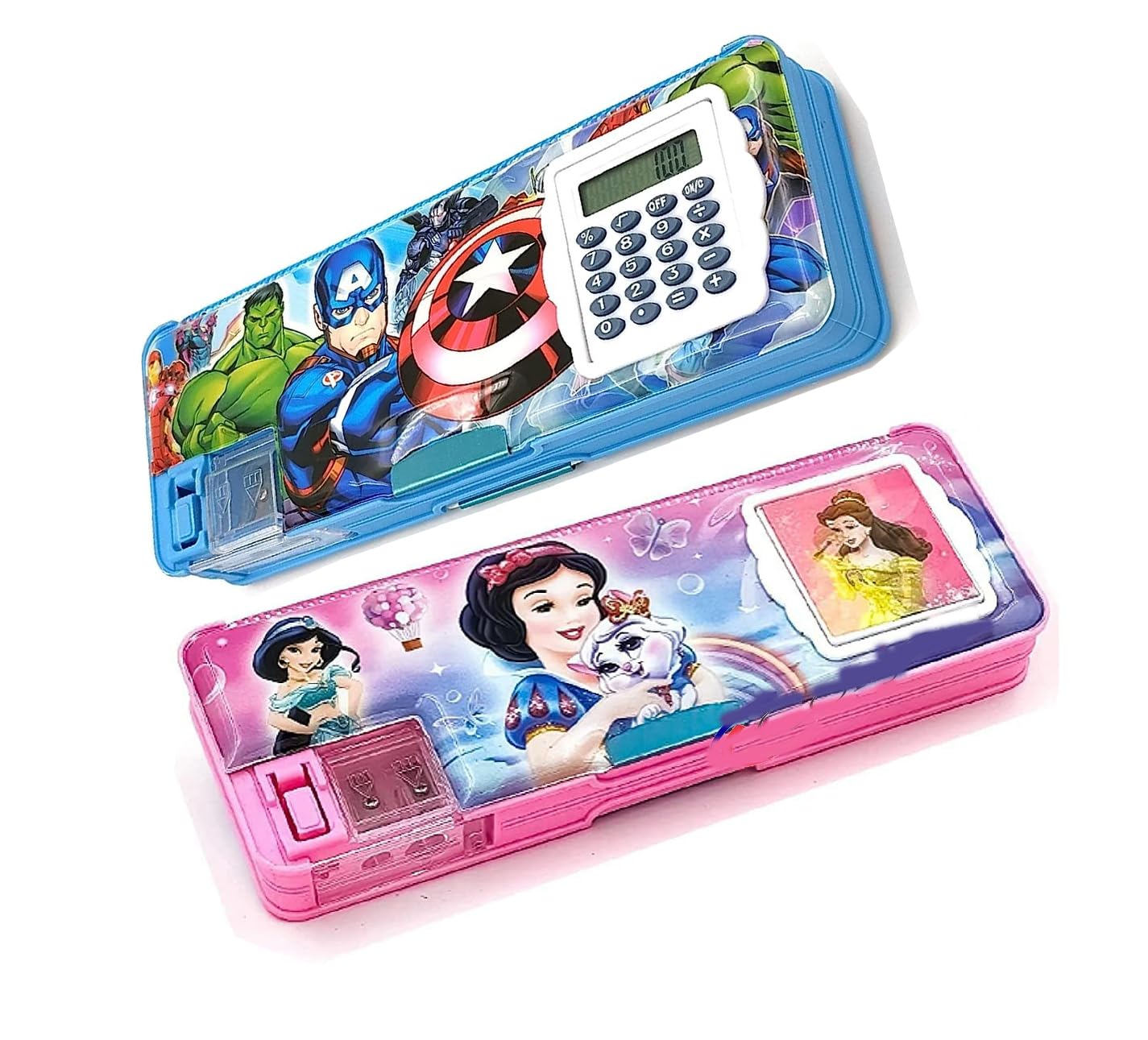 Superhero & Angel Calculator Pencil Box for Kids - Multifunctional School Supply Organizer for Boys & Girls | Perfect for Classroom, Homework & Travel Use