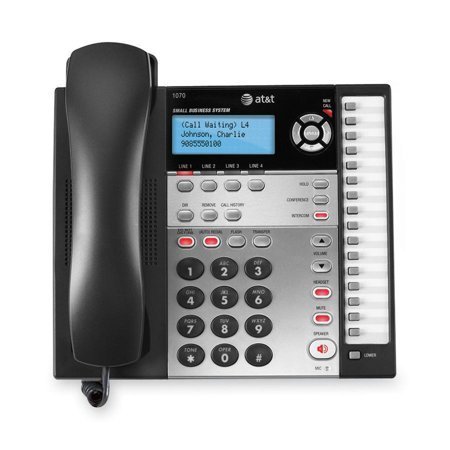 AT&T 1070 4-Line Expandable Corded Phone System with Caller ID, Call Waiting & Speakerphone - 1 Handset (Black/Silver) for Home & Office Communication
