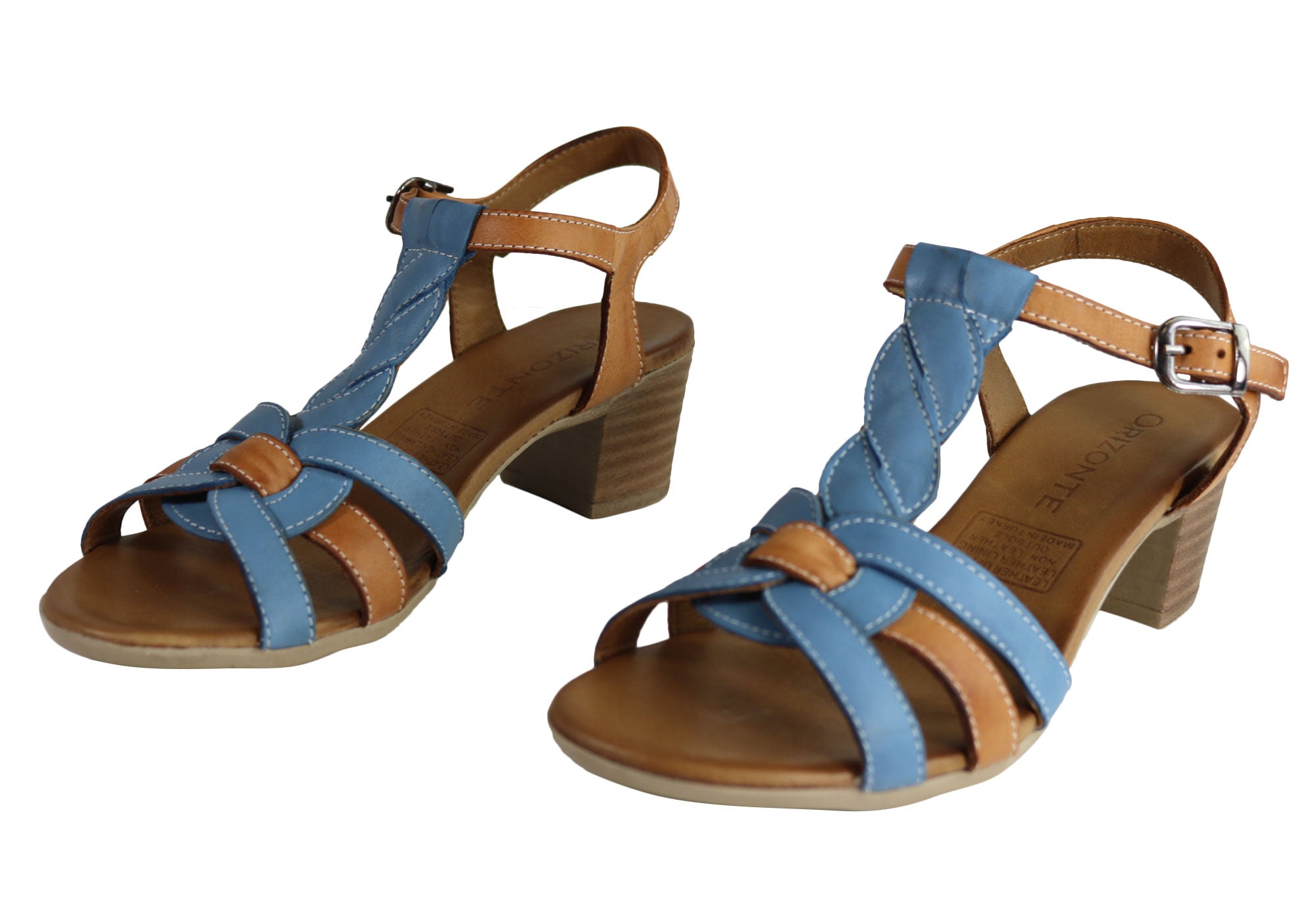 Orizonte Candi Women's European Leather Mid Heel Comfortable Sandals - Stylish & Supportive for Work, Weddings & Summer Outings