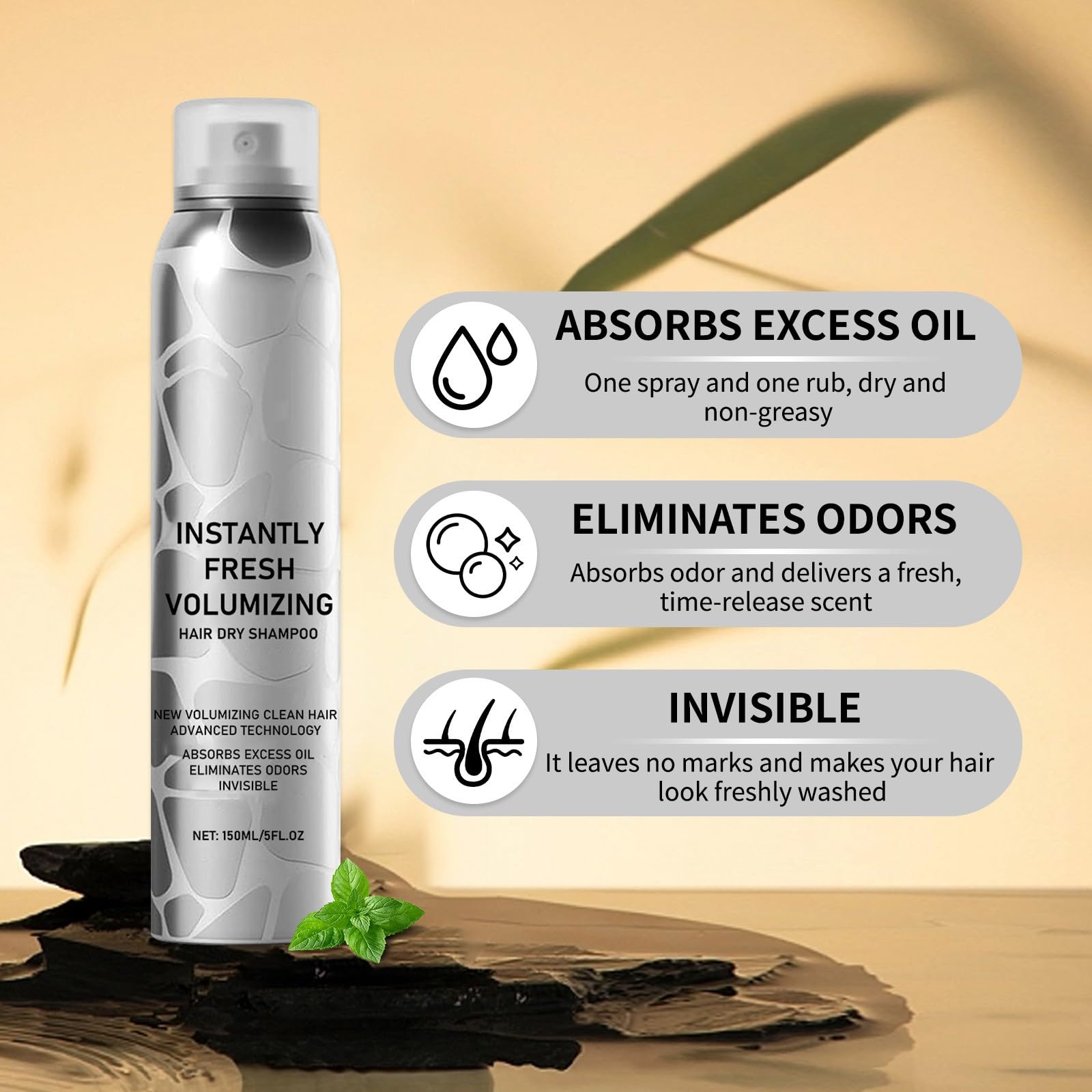 Volumizing Dry Shampoo Spray for Dark Hair - Instantly Fresh, Natural & Travel-Sized (1pc, Silver) | Perfect for On-the-Go, Gym, Travel & Oily Hair Refresh