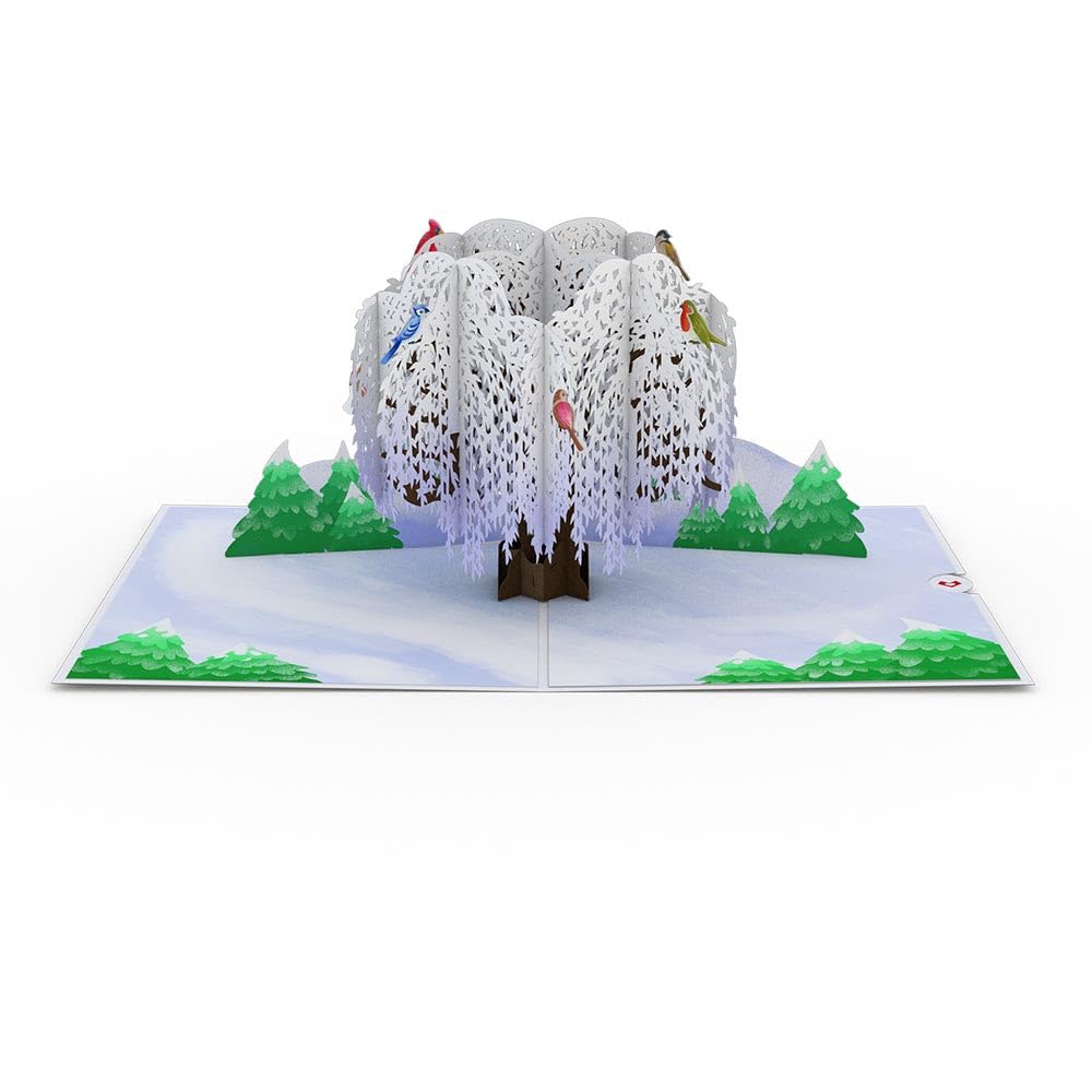 Lovepop 3D Winter Willow Tree Birds Pop Up Greeting Card - 5x7 Inch Holiday Christmas Card for Teachers, Friends & Family | Perfect for Christmas Gifts, Holiday Decor & Special Occasions