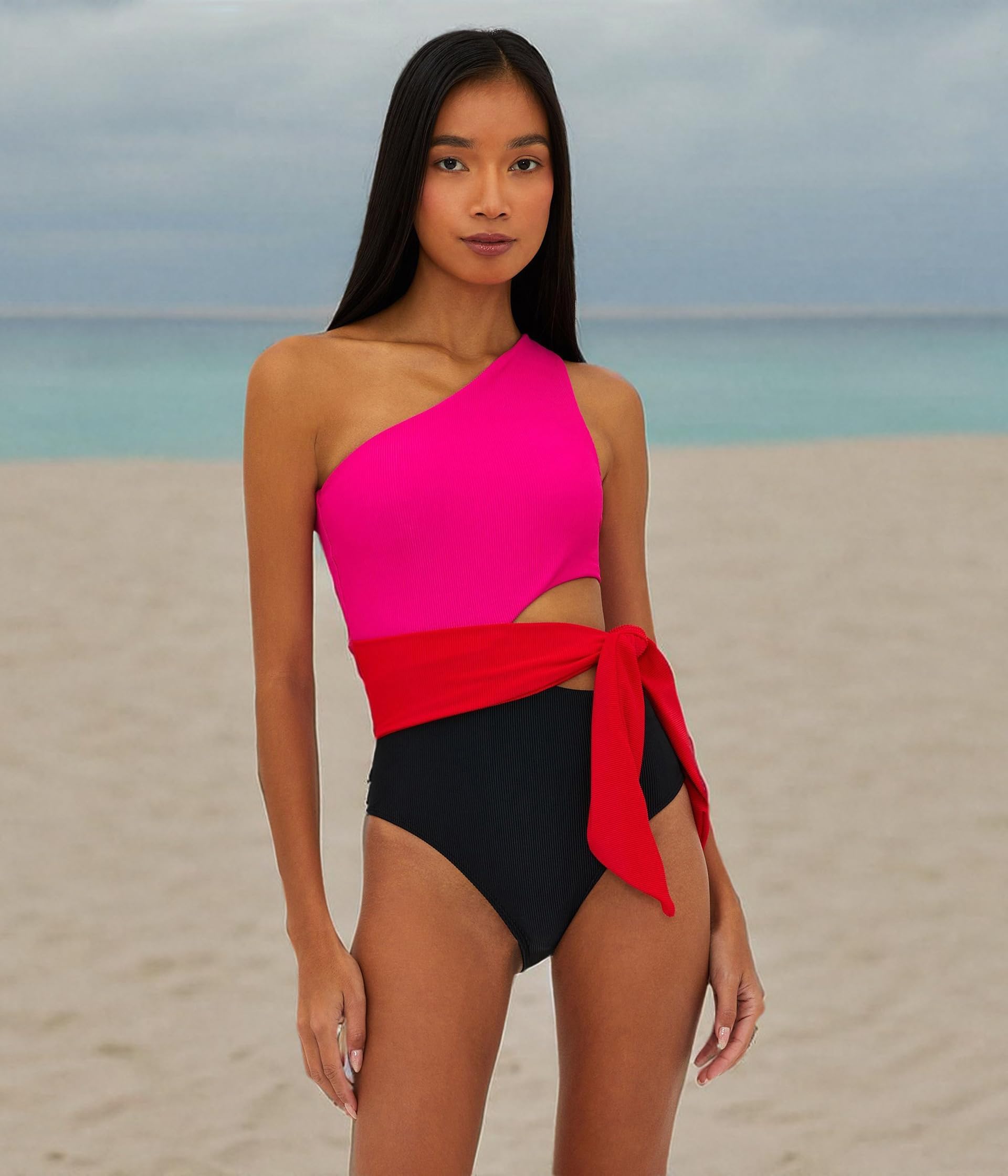 Beach Riot Carlie One-Piece Swimsuit - Women's High Waisted Bathing Suit with Tummy Control & Adjustable Straps | Perfect for Beach Vacations, Pool Parties & Summer Getaways