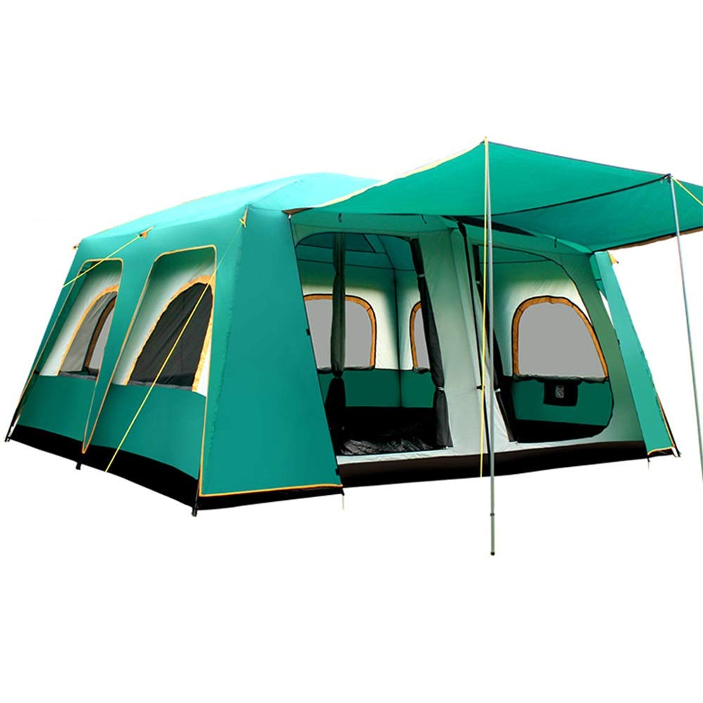 Portable Green Family Camping Tent for Outdoor Backpacking & Parties - Includes Carry Bag - One Size - Perfect for Hiking, Picnics & Beach Trips