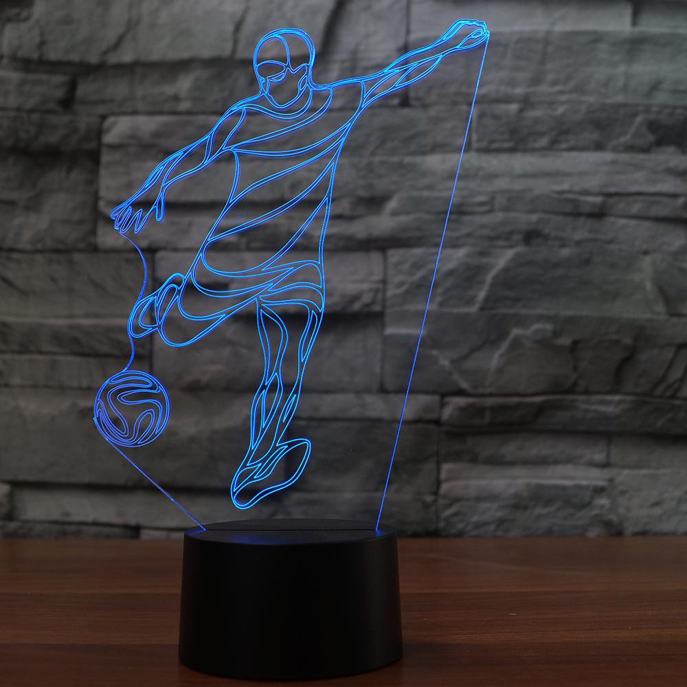 3D Soccer Player Night Light - 16 Color Changing LED Lamp with Remote Control, USB Powered Acrylic Desk Light for Kids Room, Birthday & Christmas Gift - Perfect for Bedroom, Nursery, and Home Decor