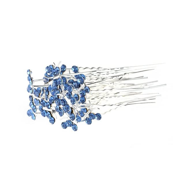 AKOAK 20-Piece Set Blue Crystal Rhinestone Butterfly Hair Clips - Wedding Bridal Hair Accessories for Women, Barrettes & Headwear Jewelry - Perfect for Bridal Showers, Prom & Special Occasions