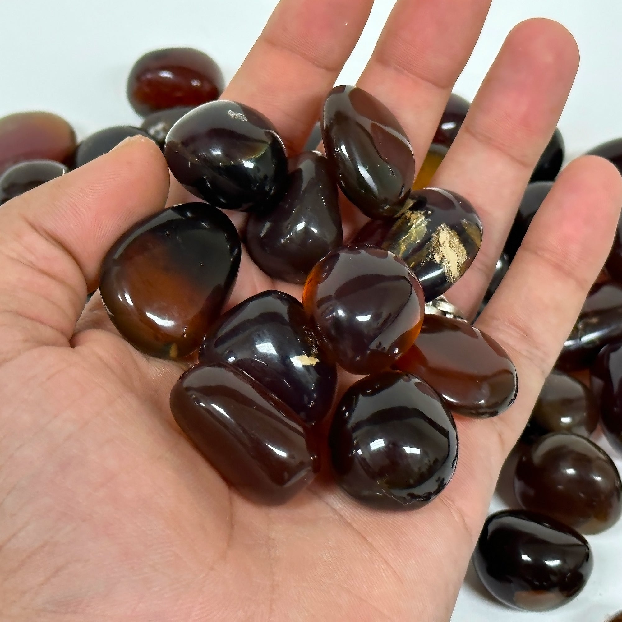 1 lb Natural Polished Amber Gemstone Tumbled Stones - Bulk Healing Crystals for Meditation, Reiki, Jewelry Making & Home Decor