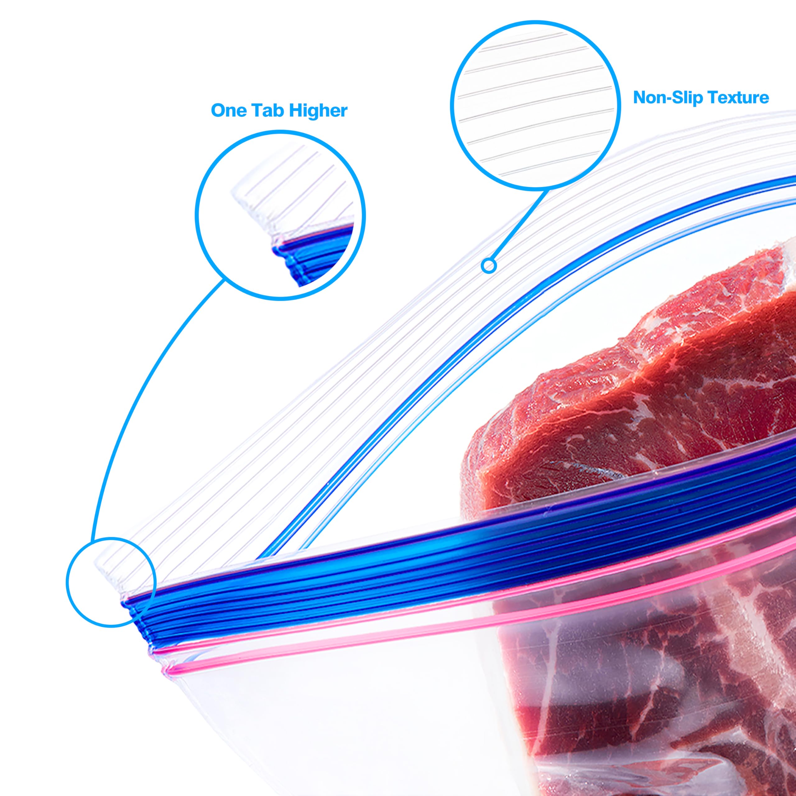 TYPLASTICS Quart Food Storage Bags - 120 Count, Double Zipper, Reclosable Freezer Bags for Meal Prep, Leftovers & Snacks | Easy Open Design | BPA-Free Plastic Storage Bags for Kitchen, Office & Travel