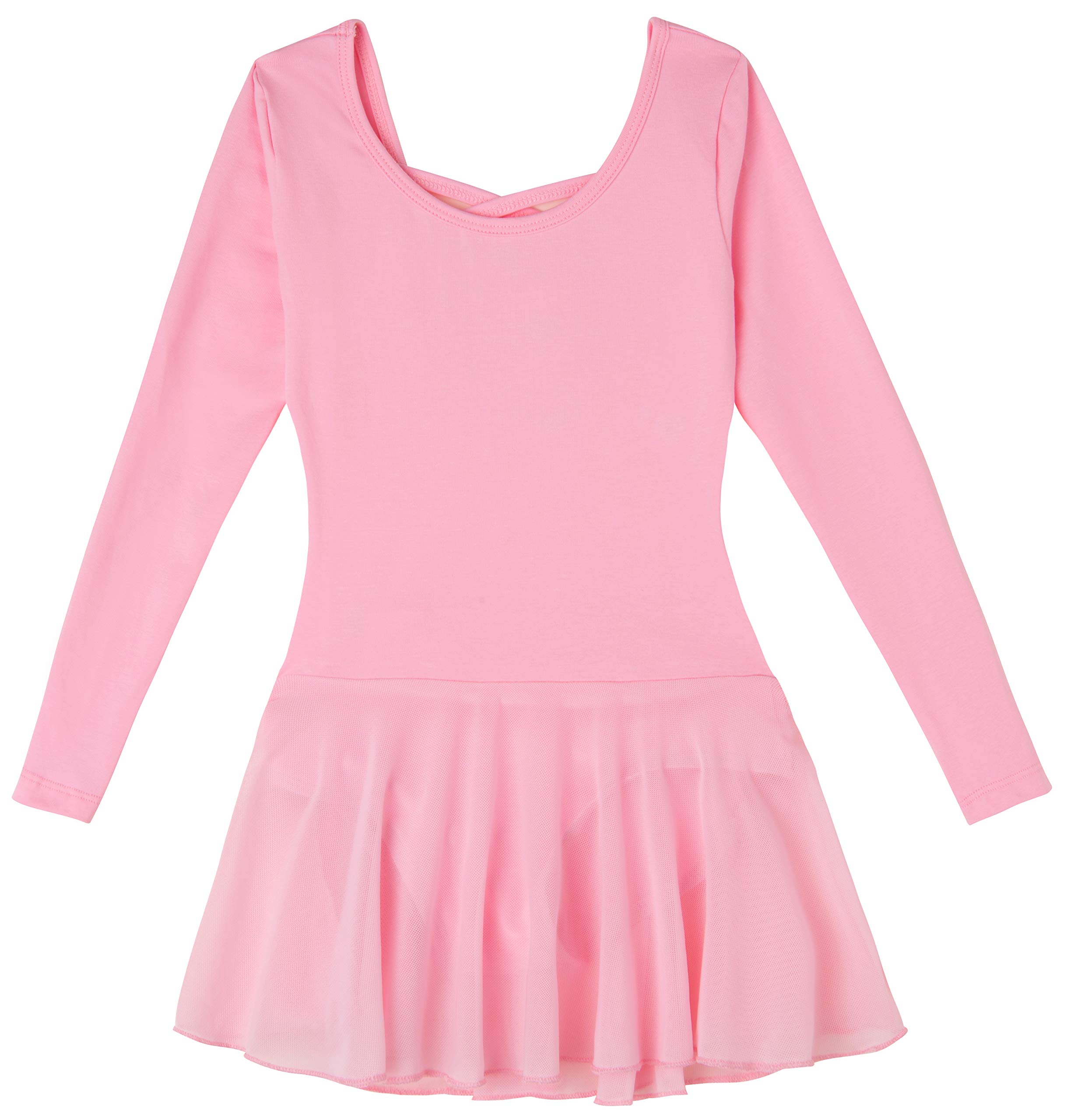 MOLLDAN Girls Ballet Leotard with Criss Cross Back - Short Sleeve Dance Leotards for Ballet, Jazz, Gymnastics & Performance - Comfortable Stretch Fabric for Young Dancers