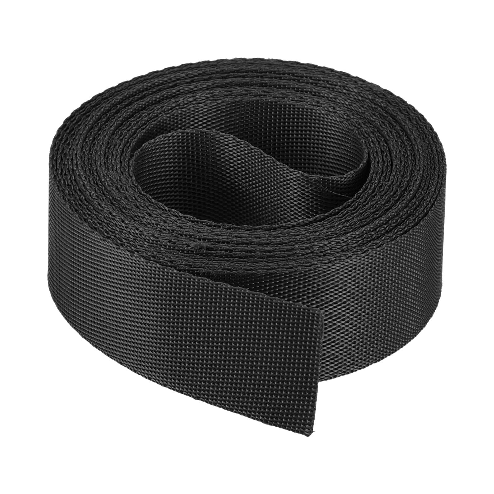 1 Inch x 4 Yards Black Nylon Webbing Strap for Backpacks, Luggage, Cargo Straps & Outdoor Gear - Heavy Duty Flat Nylon Belt for DIY Projects, Camping, Hiking & Travel Accessories