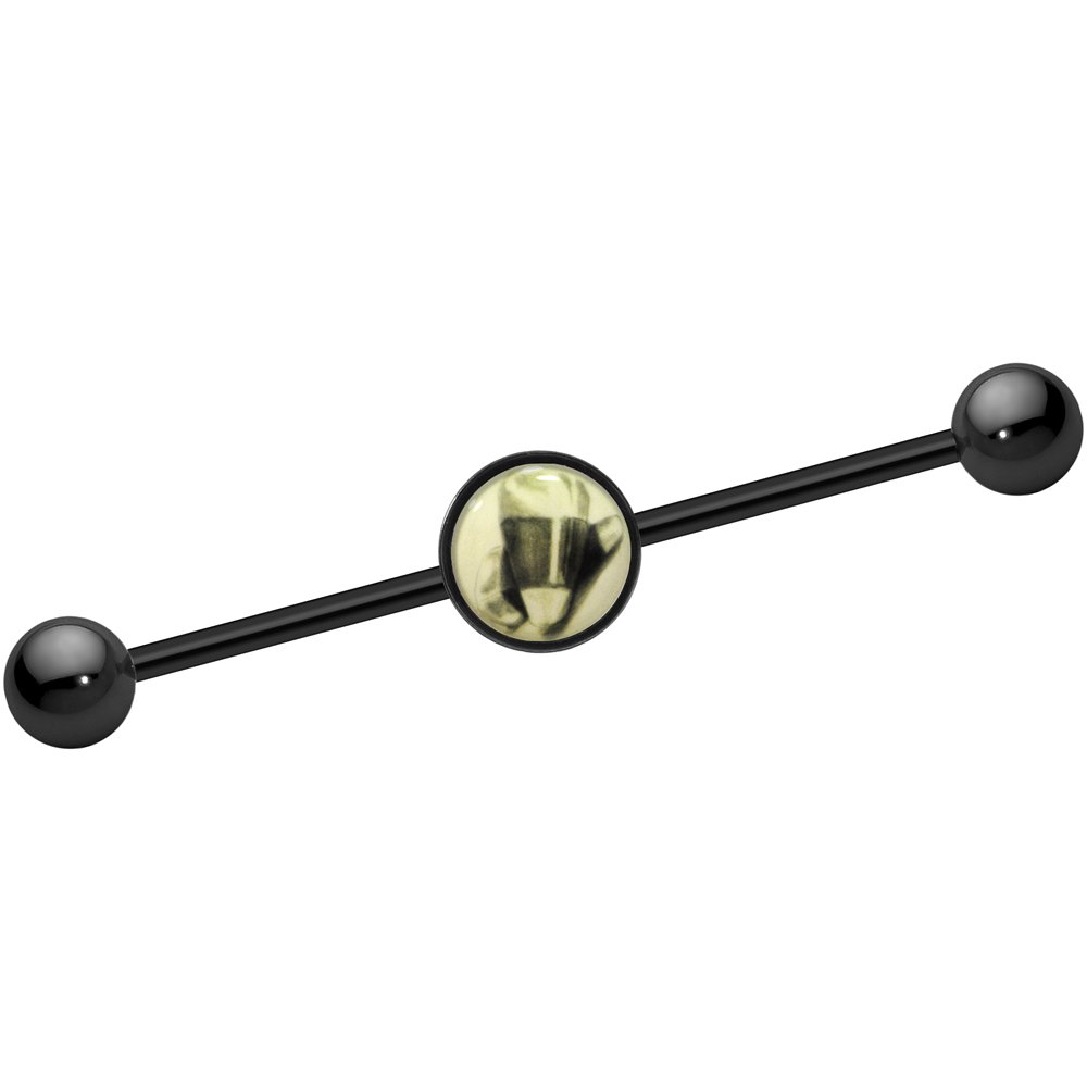 Body Candy Black Anodized Steel Glow in the Dark Candy Corn Helix Earrings - 14G 37mm Industrial Barbell Piercing Jewelry for Halloween & Alternative Fashion