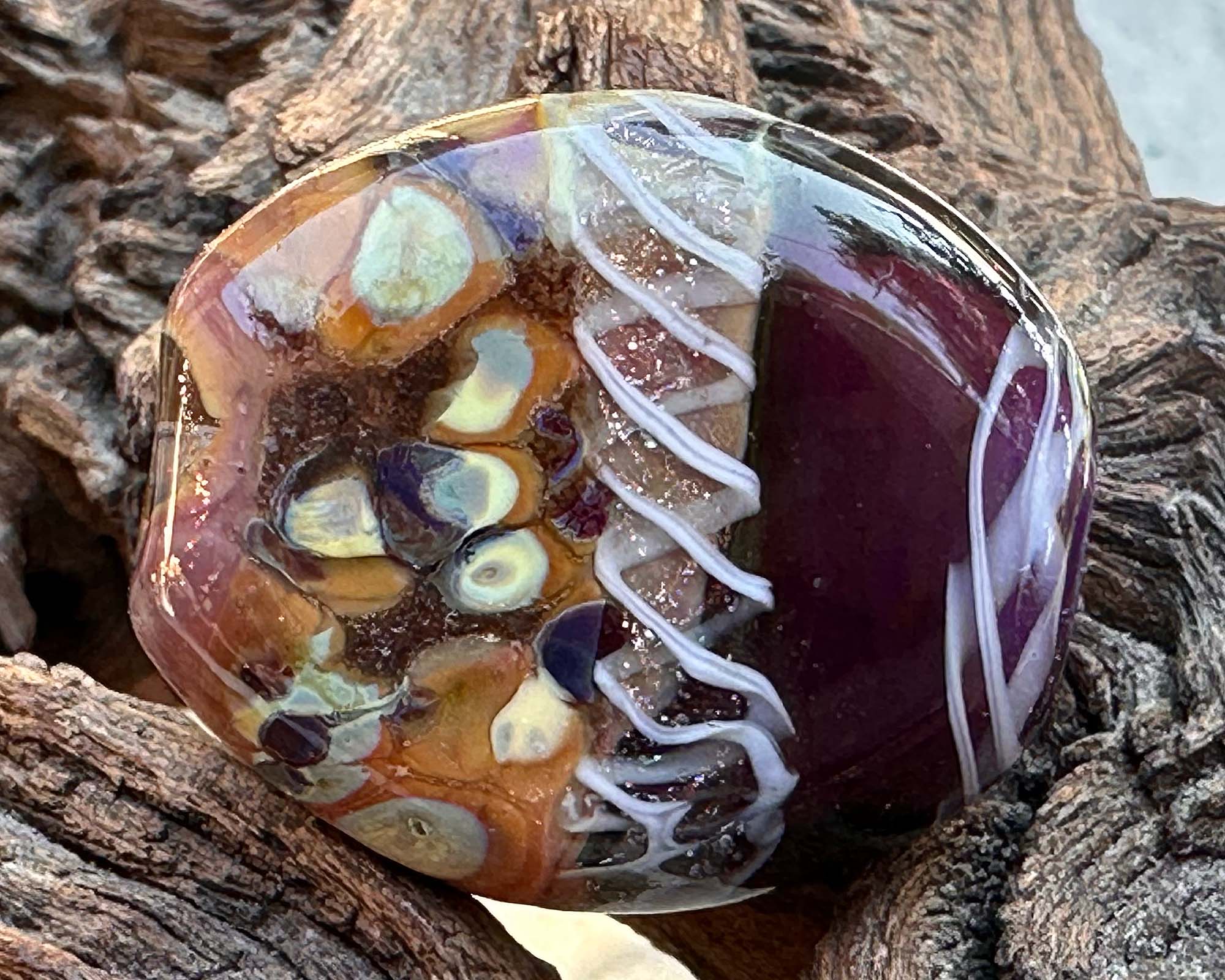 Brown Amethyst Shimmer Lampwork Focal Bead SRA - Handmade Glass Bead for Jewelry Making, DIY Crafts & Beading Projects | Perfect for Necklaces, Bracelets & Earrings