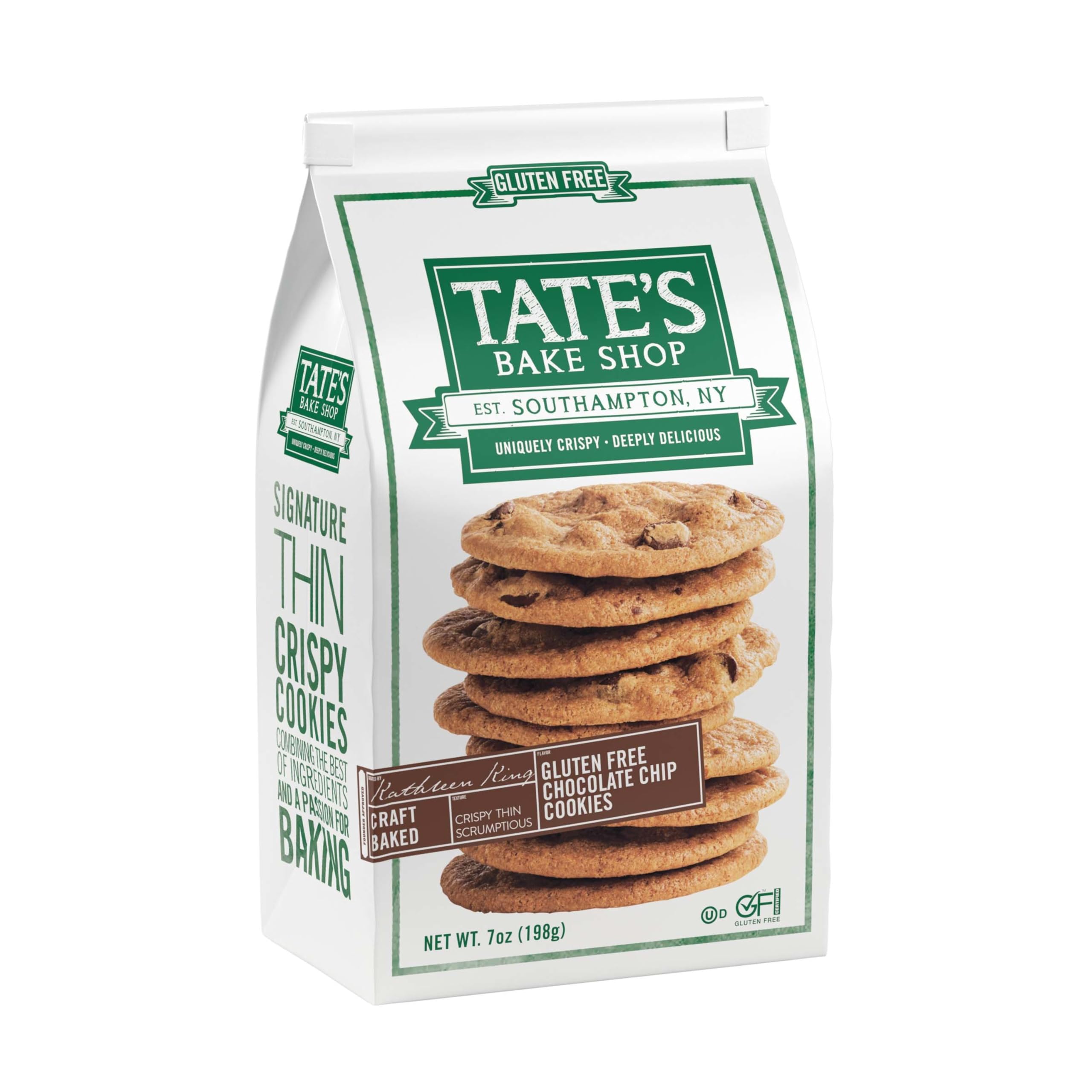 Tate's Bake Shop Gluten Free Chocolate Chip Cookies - 7 oz Pack | Delicious Gluten-Free Snacks for School Lunches, Office Treats & Dessert Time