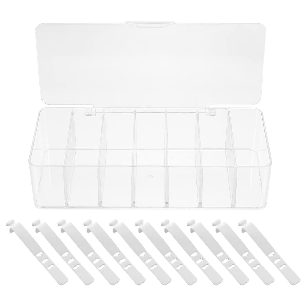 Zerodeko Cable Management Box - 1 Set Desk Wire Organizer with Multi-Grid Storage for Wired Earphones, Chargers & Cables | Perfect for Office, Home & Gaming Setup | Keep Your Desktop Neat & Tangle-Free