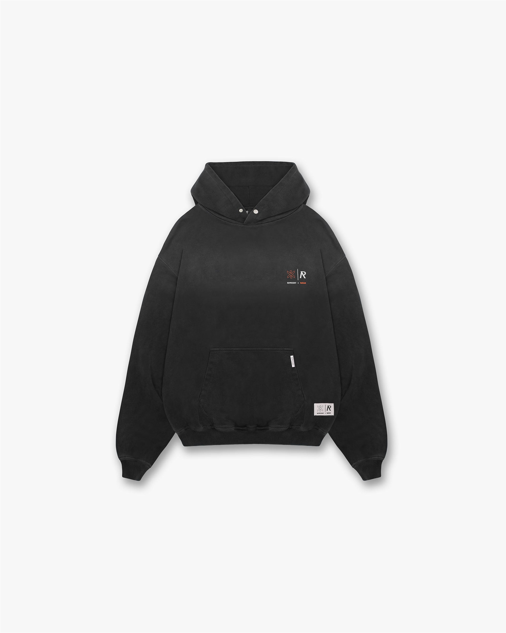 Represent X Marais Logo Lock Up Hoodie - Aged Black | Streetwear Hoodie for Men & Women | Perfect for Casual Outfits & Urban Fashion