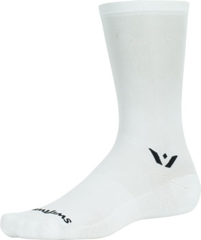 Swiftwick Aspire Seven Running Socks - Moisture-Wicking, Cushioned & Breathable for Men & Women - White, Large - Ideal for Marathon, Hiking & Outdoor Sports