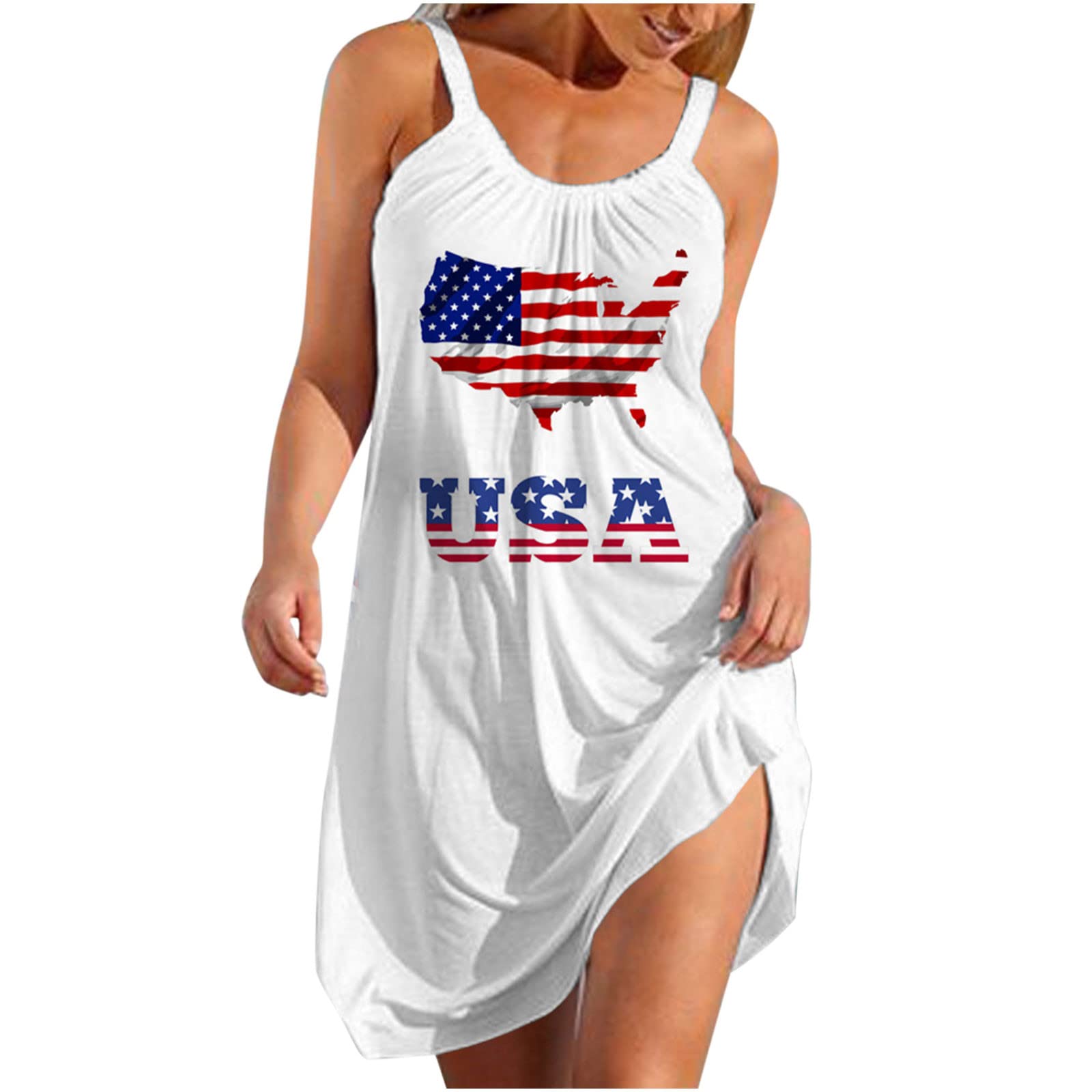 2022 Women's Summer Dresses - Sexy Spaghetti Strap Mini Dress for 4th of July, Beach Party & Independence Day | Perfect for Vacation, Date Night & Outdoor Festivals