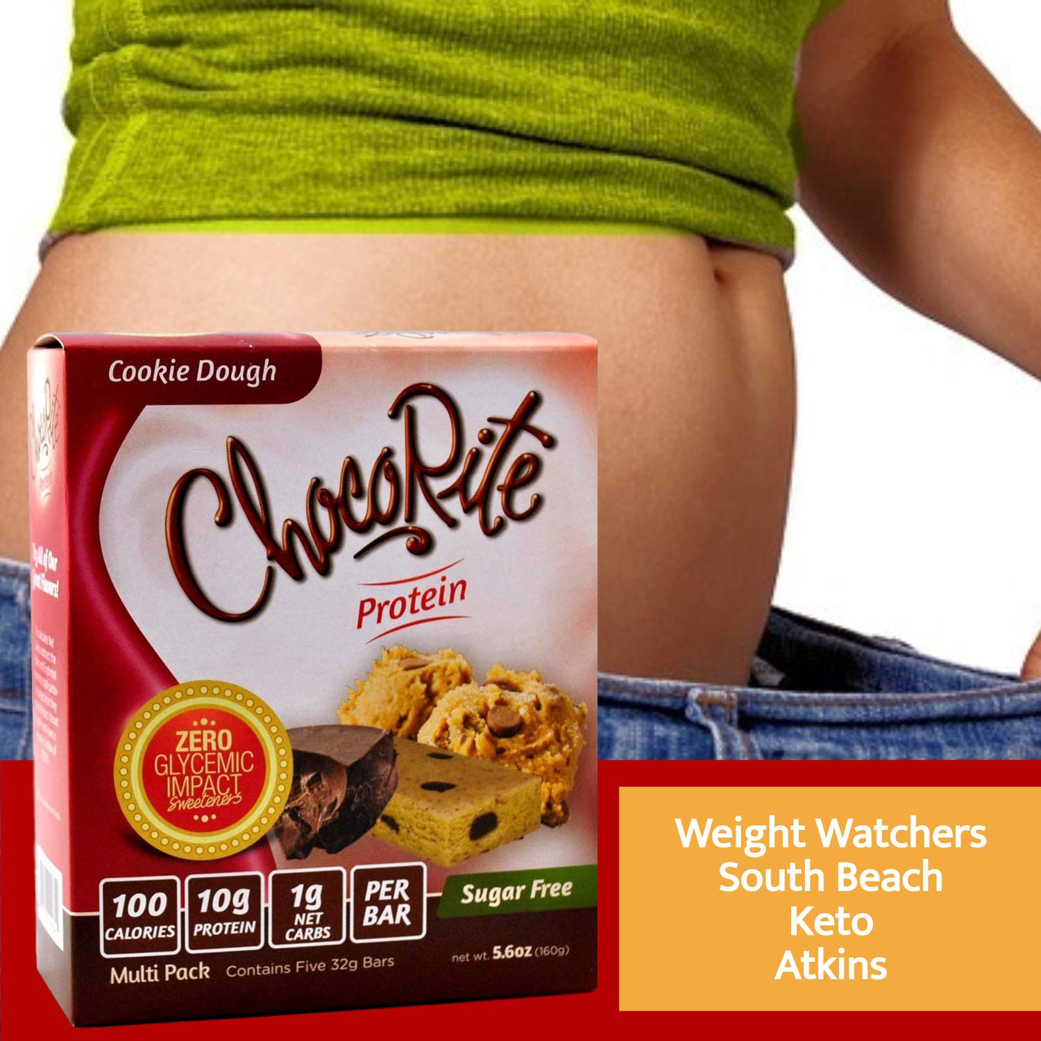 ChocoRite Protein Bars - Cookie Dough Flavor | Keto-Friendly, Sugar-Free, Low Carb Protein Snacks | High Protein, Healthy Chocolate Bars | Multi Pack Box (5 Bars x 32g) | Perfect for Gym Workouts, Office Snacks & Weight Loss Diet