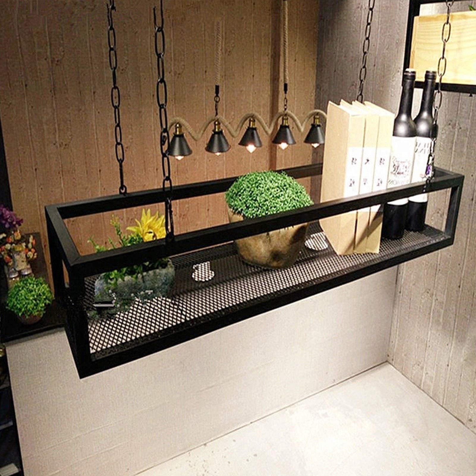 Metal Ceiling Hanging Flower Shelf - Iron Wall Mounted Plant Display Rack for Indoor Balcony, Living Room, Restaurant & Bar Decor | Space-Saving Home & Office Storage Solution