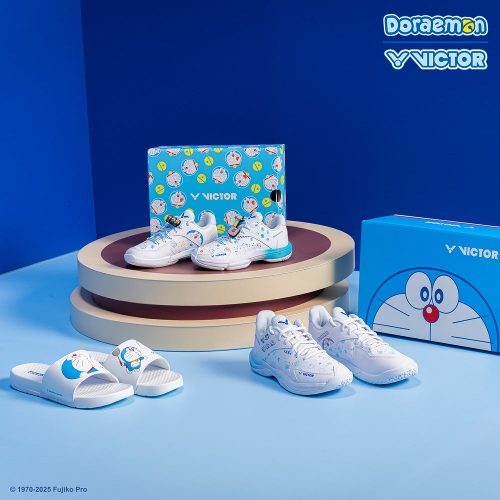 Victor X Doraemon 008DRM A White Slippers - Soft Indoor House Shoes for Men & Women - Perfect for Home, Lounge, and Dorm Comfort