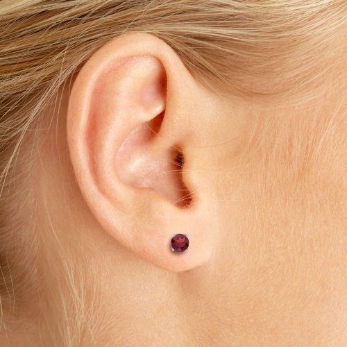 4mm Round Garnet Stud Earrings in Sterling Silver - Perfect for Everyday Wear, Gifts & Special Occasions