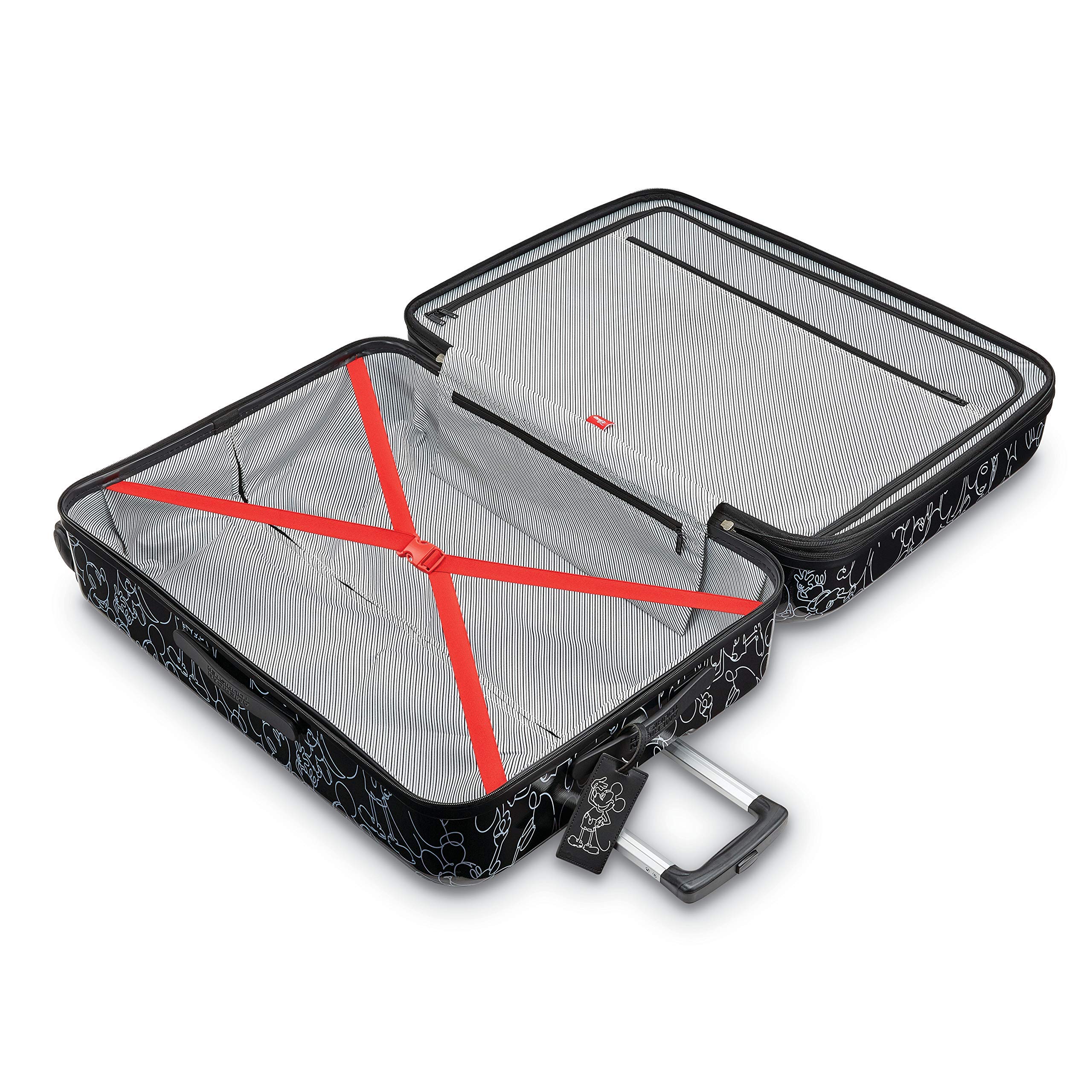 American Tourister Disney Mickey Mouse Scribbler Hardside Spinner Luggage 2-Piece Set (21/28 Inch) - Lightweight Durable Suitcase for Family Travel, Vacation & Airplane Carry-On