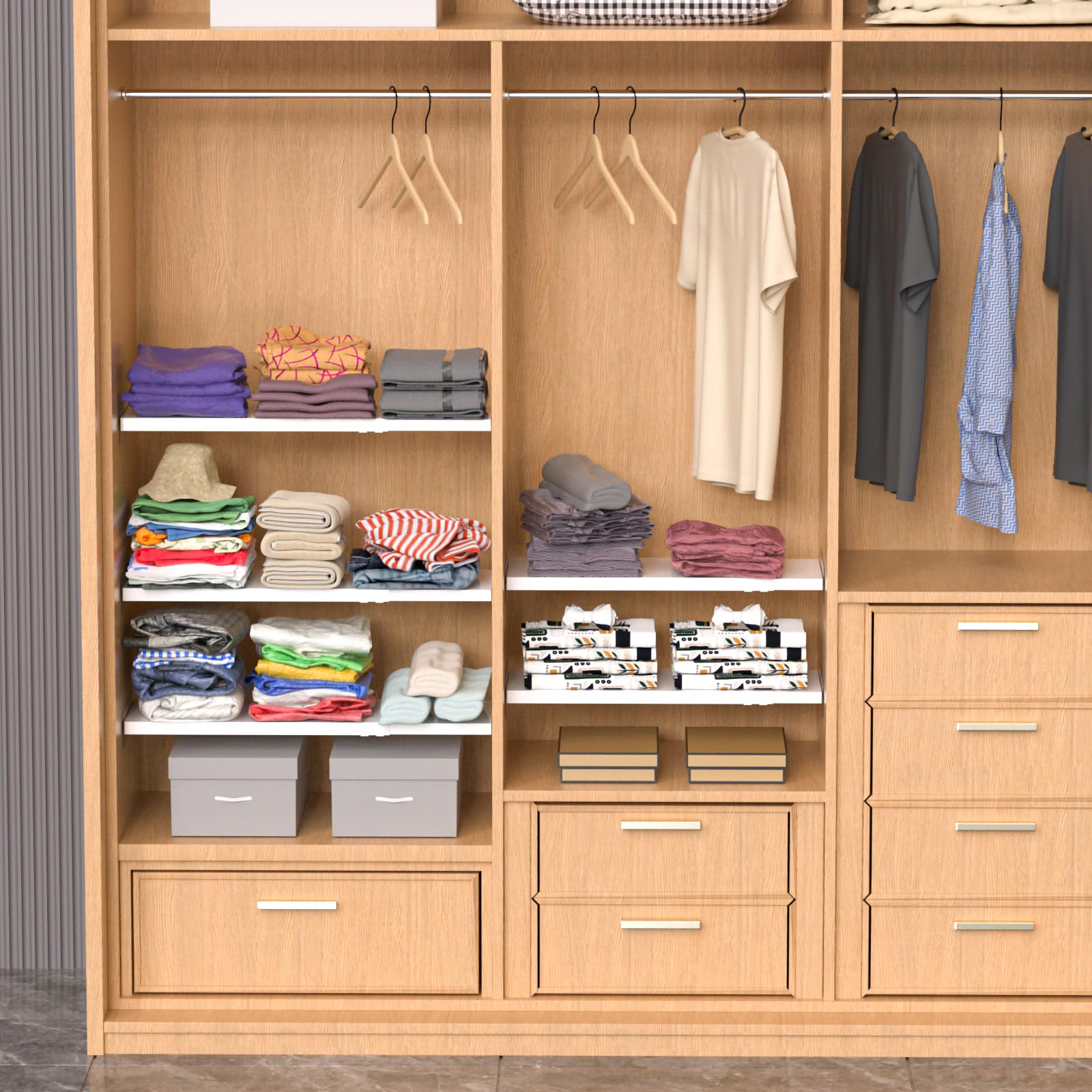 Expandable Closet Shelves - Adjustable Metal Storage Organizer for Wardrobe, Kitchen Pantry & Shoe Rack (2 Pack, 11.81