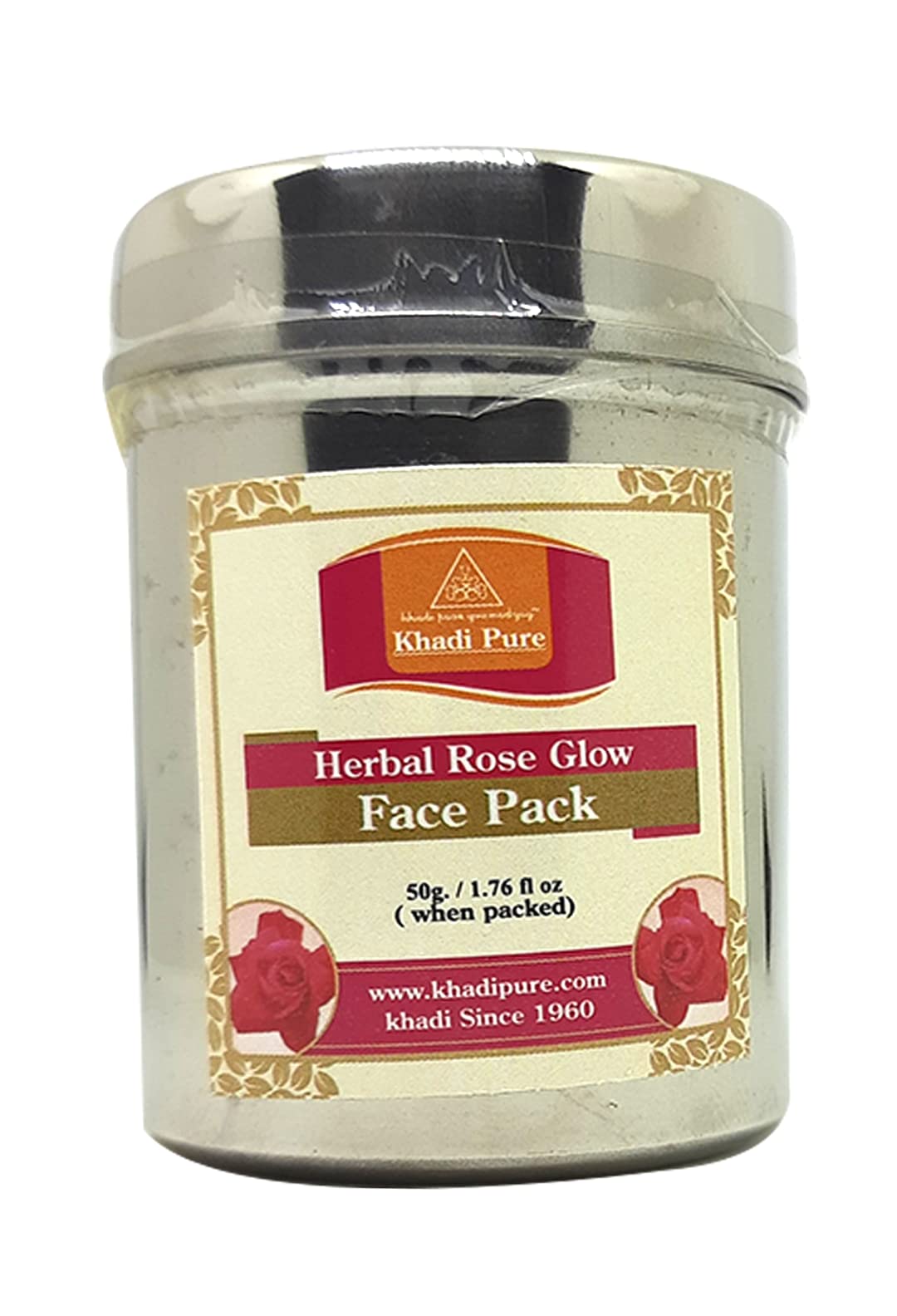 Khadi Pure Herbal Rose Glow Face Pack - 50g | Natural Brightening & Hydrating Facial Mask for Glowing Skin | Perfect for Daily Skincare & Spa Nights