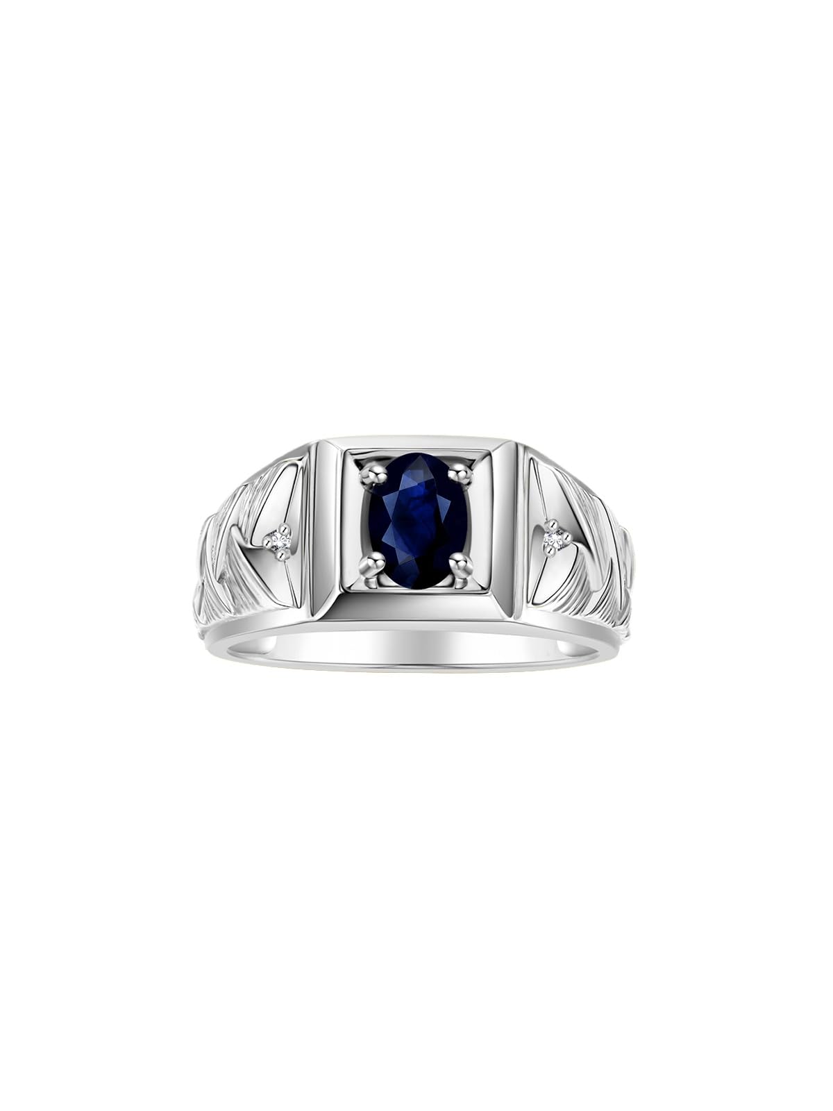 Rylos Men's Designer Weave Band 7X5MM Oval Gemstone & Diamond Ring - Sterling Silver Birthstone Rings for Men (Sizes 8-13) | Unique Handmade Jewelry for Weddings, Anniversaries & Special Occasions