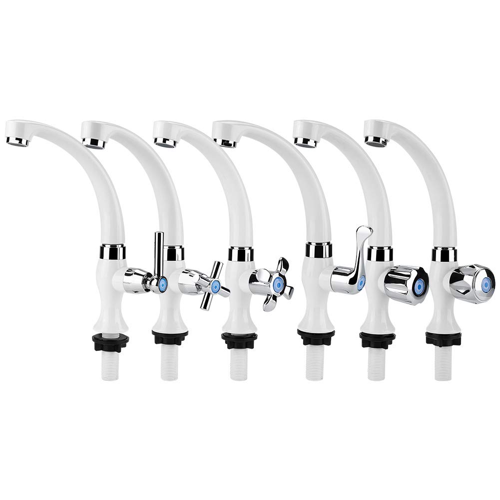 ABS Plastic Single Cold Water Faucet with G1/2 Thread - Kitchen Sink & Hand Wash Basin Tap (Tail Handle) - Perfect for Home, RV & Outdoor Use