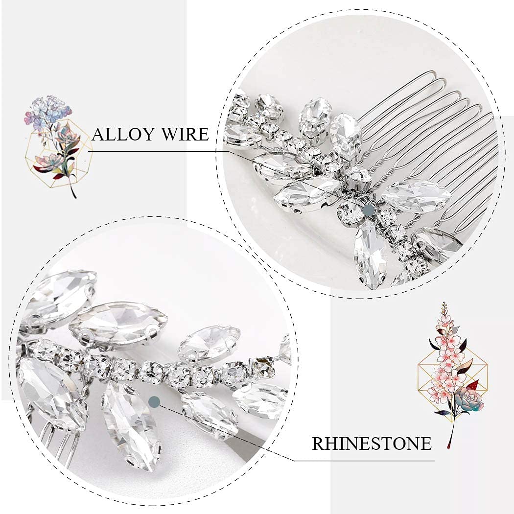 Sparkling Rhinestone Wedding Hair Comb - Crystal Bridal Hair Accessory for Women (Silver) | Perfect for Brides, Prom, Evening Gala & Special Occasions
