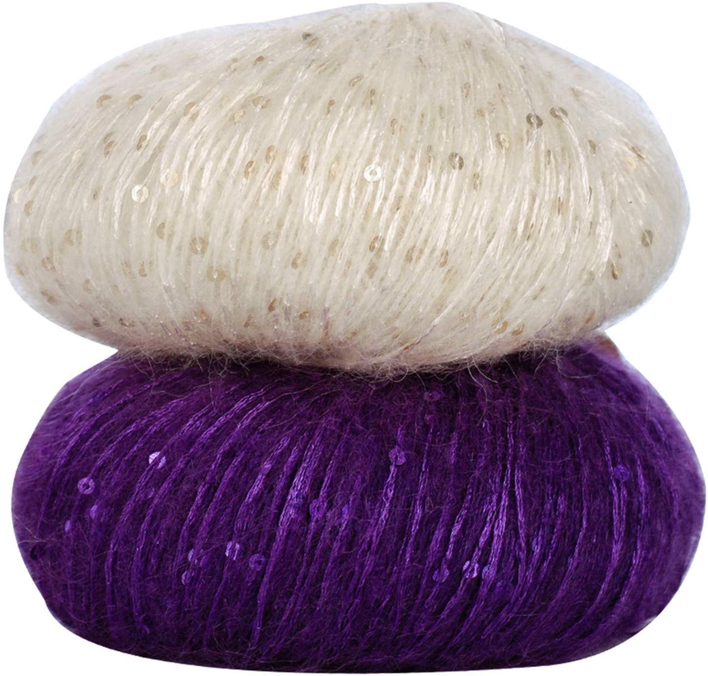 50g Lurex Mohair Yarn - Blush Pink Sparkly Wool Yarn with Sequins for Knitting & Crochet | Soft Sequined Yarn for DIY Winter Hats, Sweaters, Shawls & Cozy Home Decor Projects