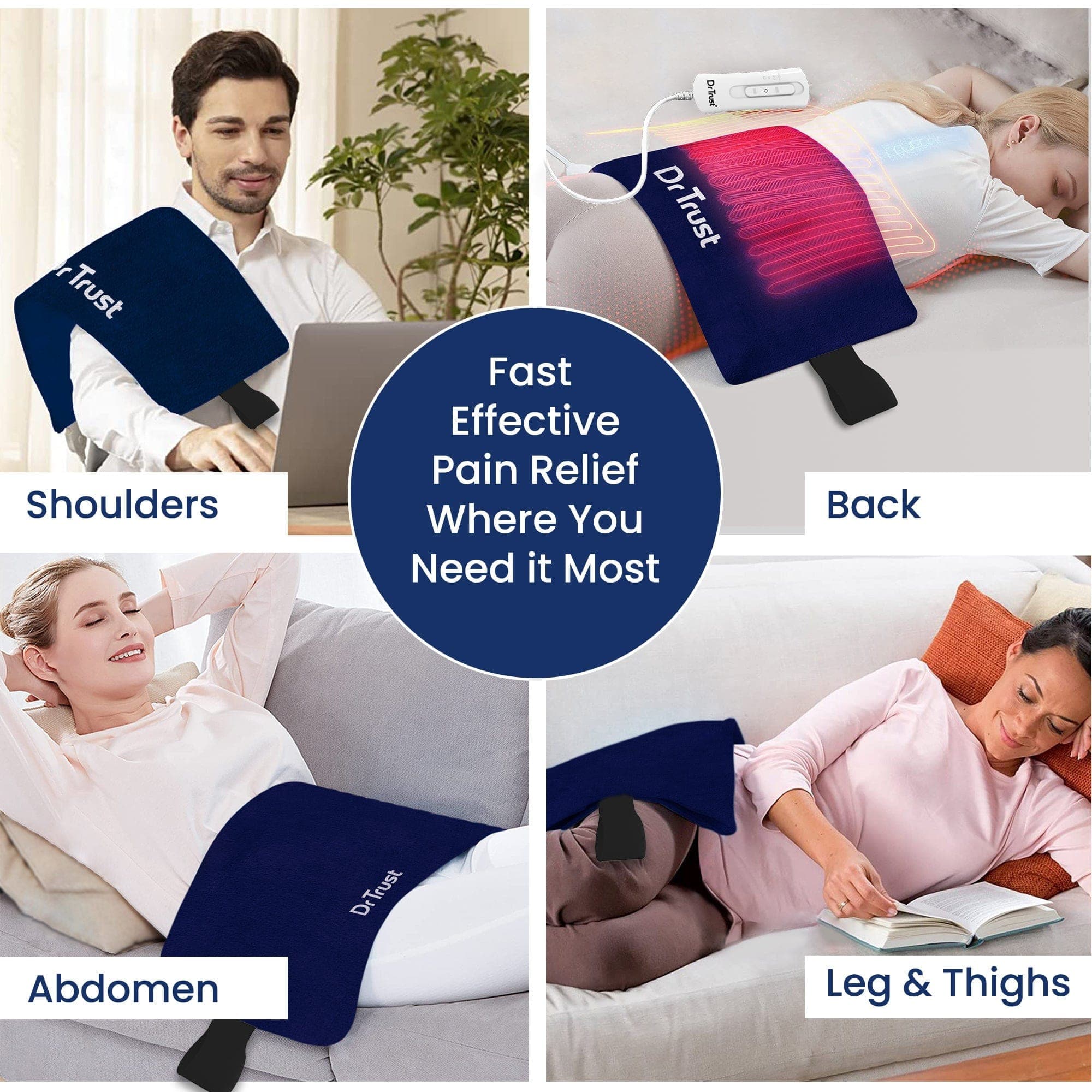 Dr Trust USA Orthopedic Heating Pad - Electric Heat Belt for Back Pain Relief, Waist, Lower Back, Shoulder & Knee Support - Perfect for Home, Office & Travel Use (Model 346)