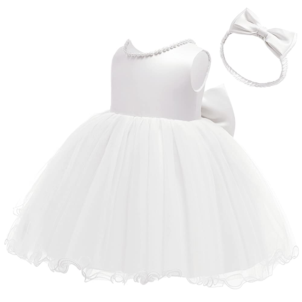 6M-6T Baby Girls Backless Lace Pageant Dress - Toddler Formal Princess Gown with Headwear - Perfect for Weddings, Birthday Parties & Photo Shoots