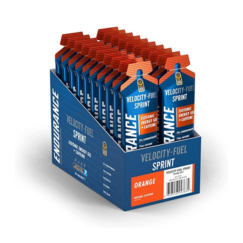 Applied Nutrition Endurance Velocity Sprint Gel - 20 Pack x 60ml Orange Flavor | Energy Boost for Runners, Cyclists & Athletes | Perfect for Marathon Training & Endurance Sports