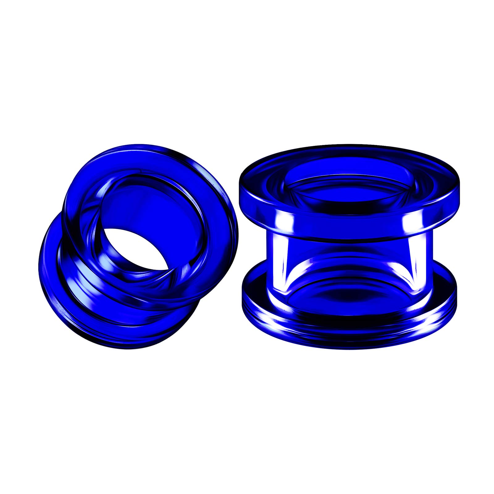 Blue Acrylic Flesh Tunnels - Screw-fit Ear Plugs for Stretching (Pair) | External Piercing Jewelry for Ear Lobes | Perfect for Gauging, Alternative Fashion & Body Modification