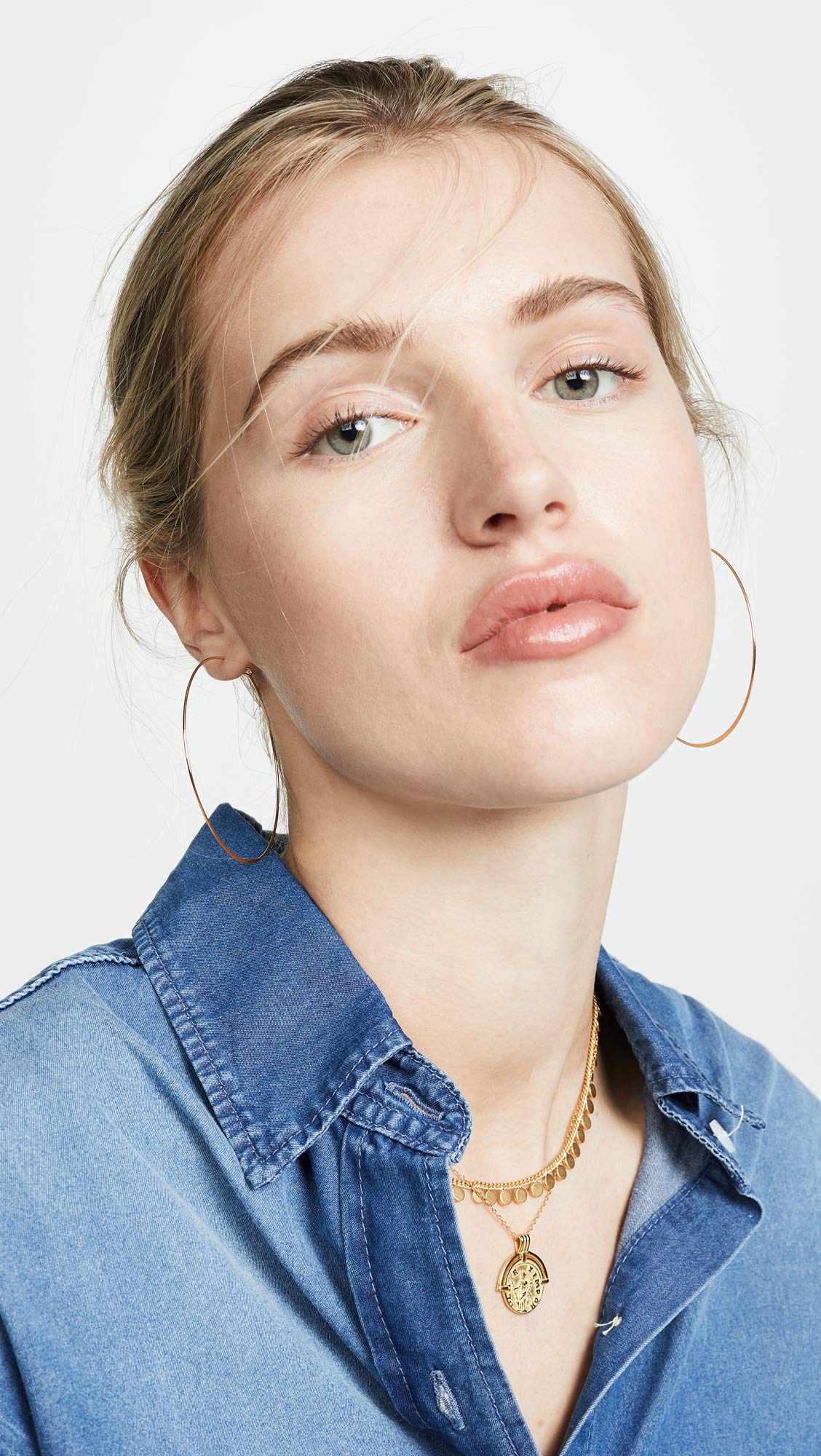 3 Pairs Thin Extra Large Hoop Earrings Set - 18k Gold Plated Lightweight Stainless Steel Big Geometric Round Hoops for Women | Fashion Minimalist Jewelry for Everyday Wear, Parties & Gifts
