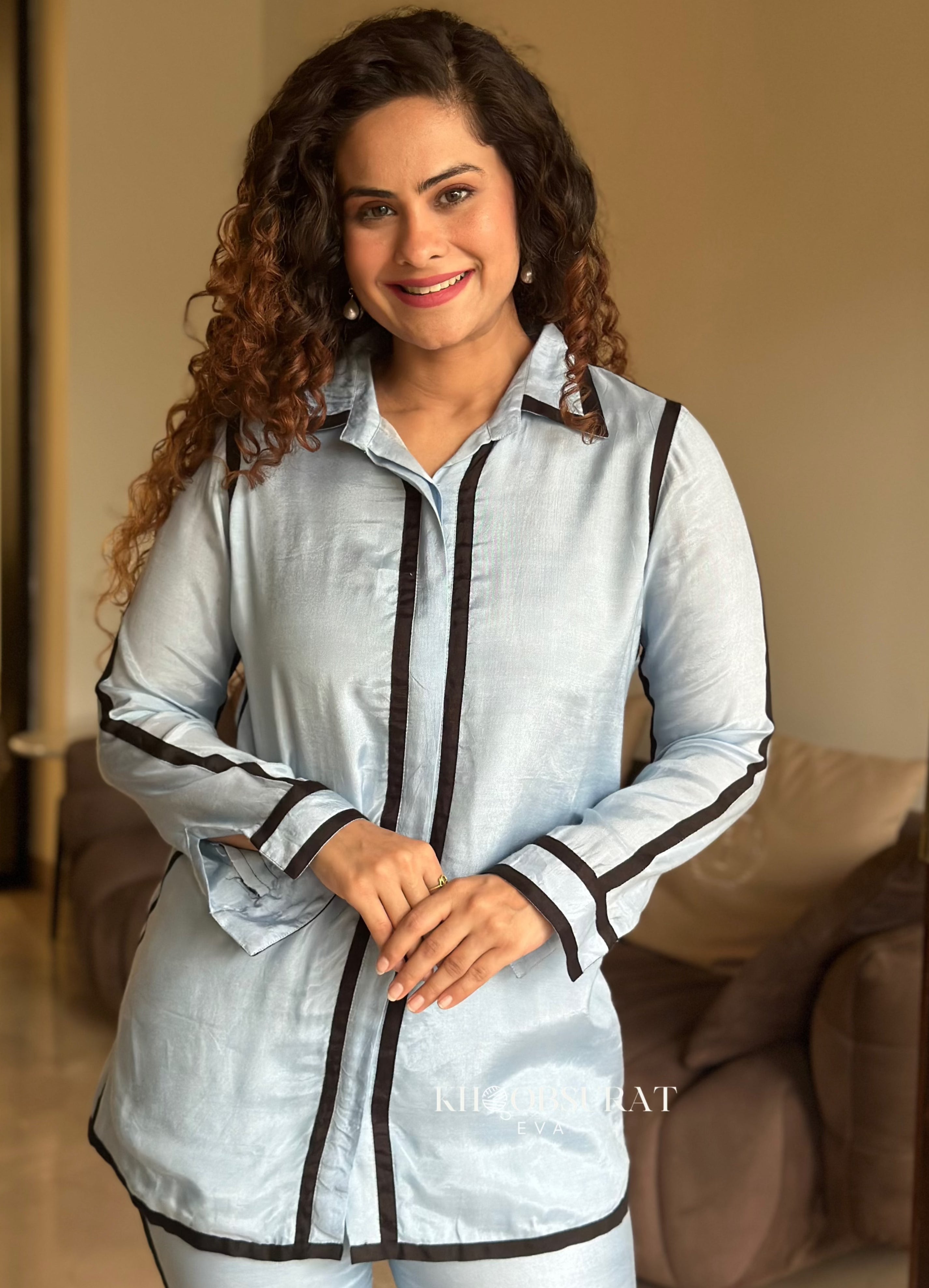 Stylish Bollywood Bling Blue Co-Ord Set for Women | Trendy Matching Outfit | Perfect for Parties, Weddings & Festive Occasions
